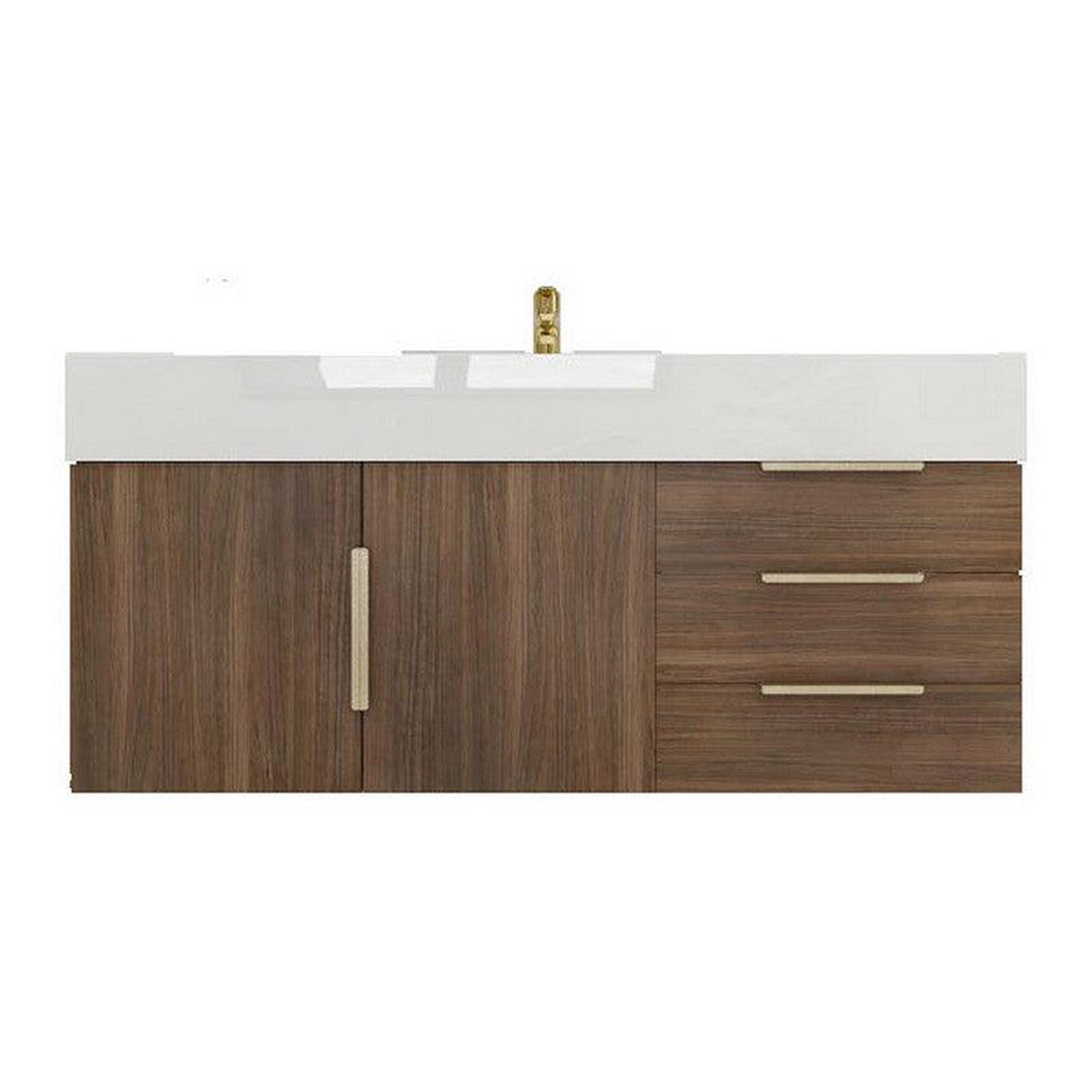 Elara 48" Rosewood Wall-Mounted Vanity With Single Reinforced White Acrylic Sink