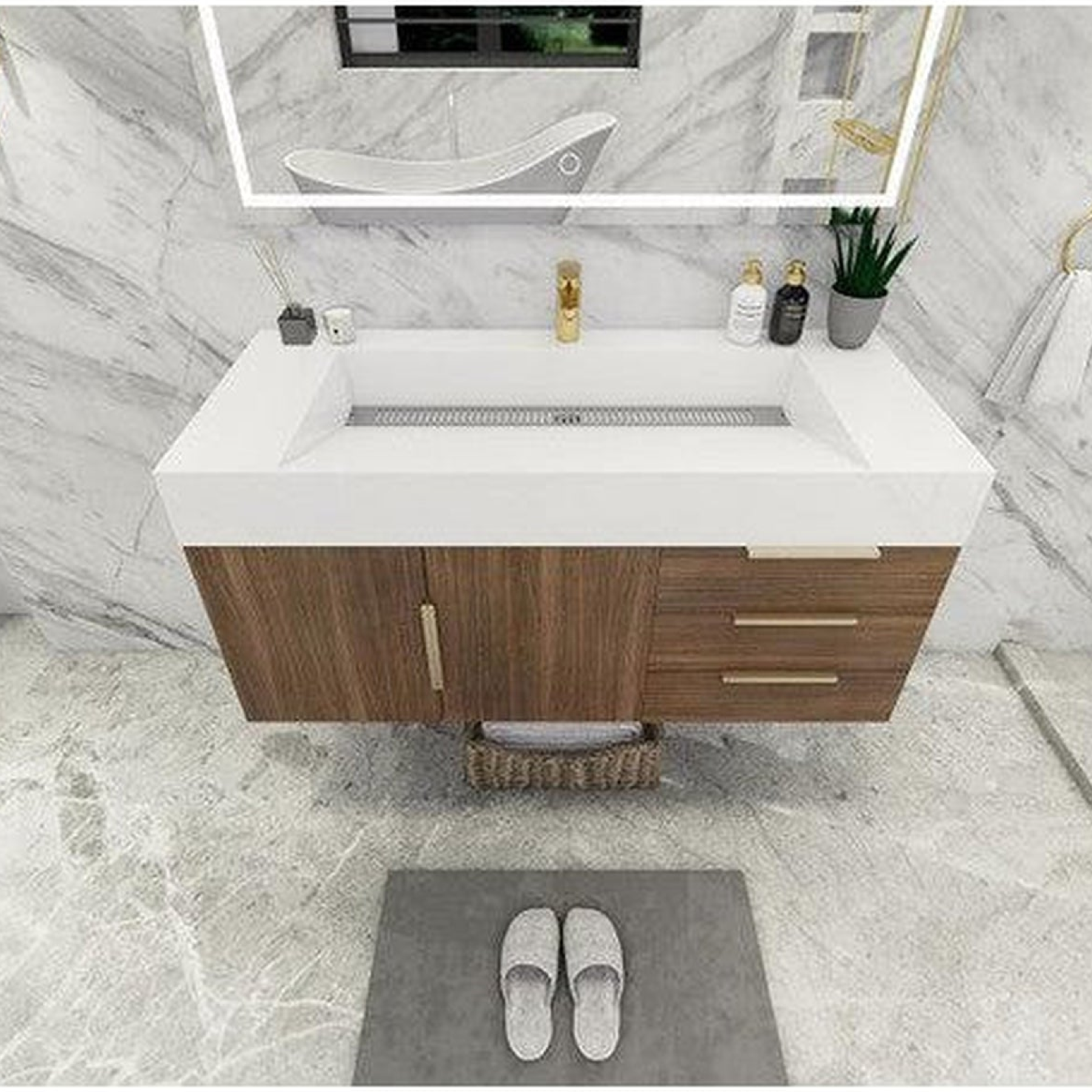 Elara 48" Rosewood Wall-Mounted Vanity With Single Reinforced White Acrylic Sink