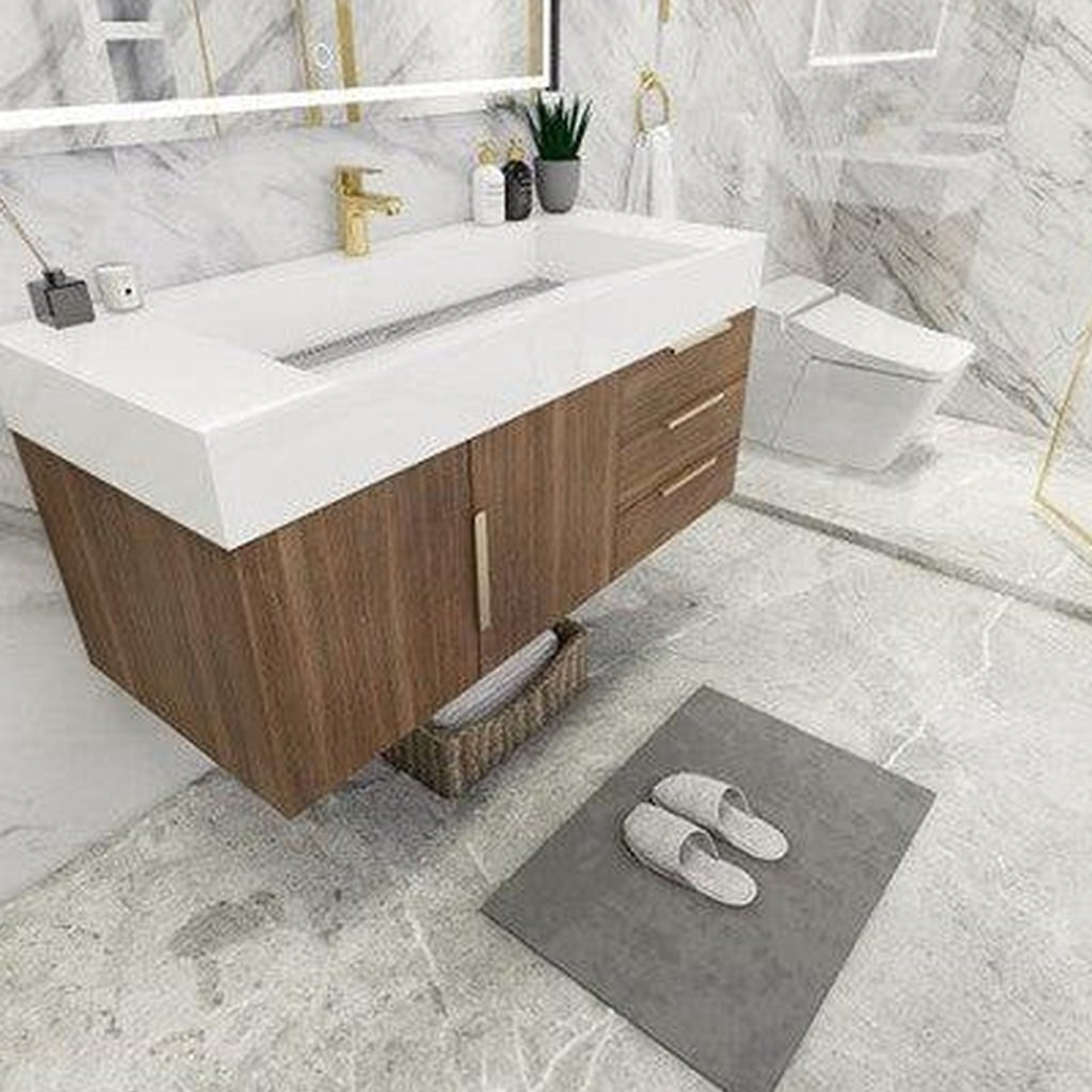 Elara 48" Rosewood Wall-Mounted Vanity With Single Reinforced White Acrylic Sink