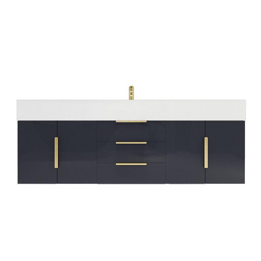 Elara 60" High Gloss Gray Wall-Mounted Vanity With Single Reinforced White Acrylic Sink