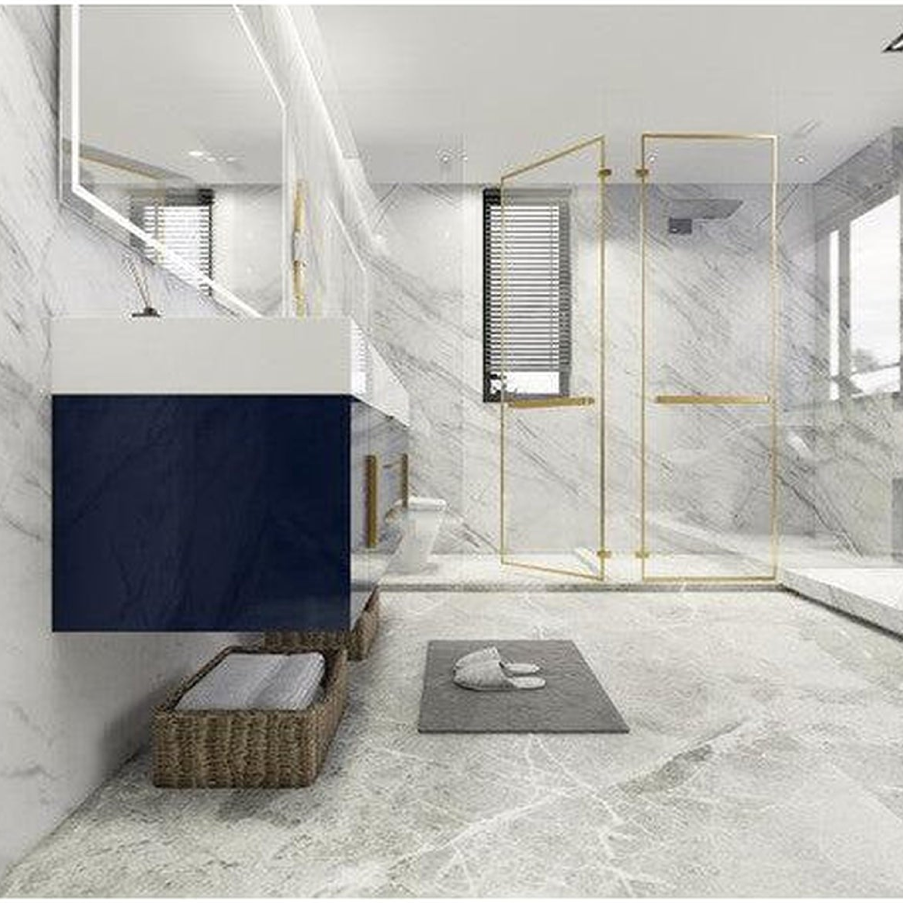 Elara 60" High Gloss Night Blue Wall-Mounted Vanity With Single Reinforced White Acrylic Sink