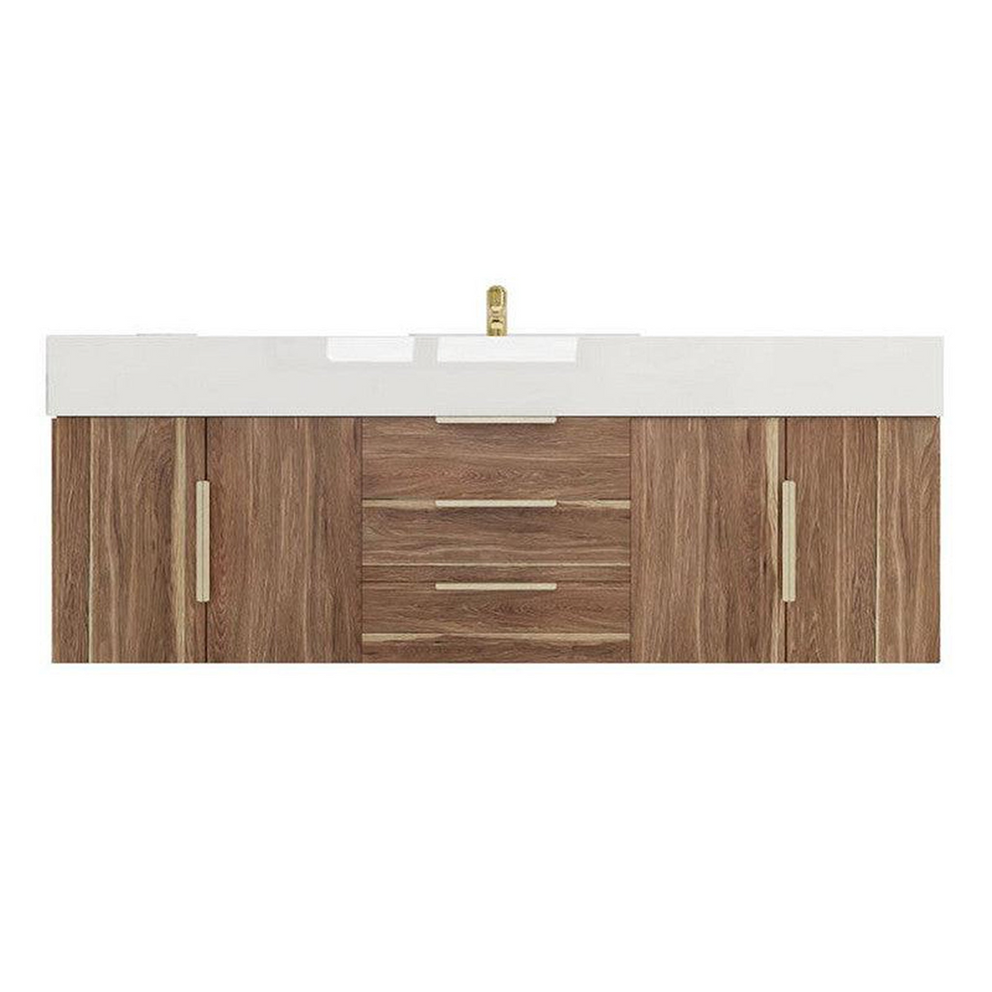 Elara 60" White Oak Wall-Mounted Vanity With Single Reinforced White Acrylic Sink