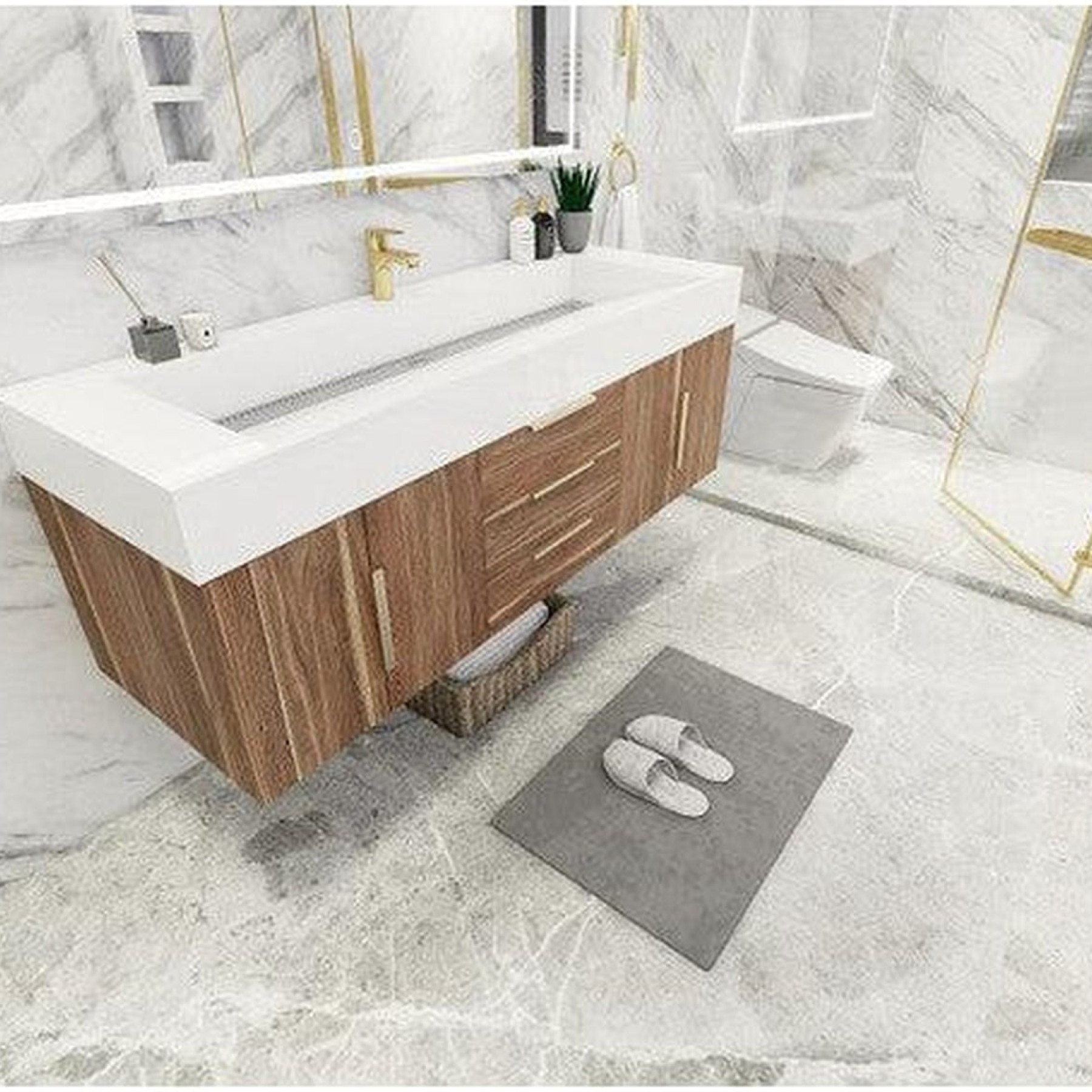 Elara 60" White Oak Wall-Mounted Vanity With Single Reinforced White Acrylic Sink