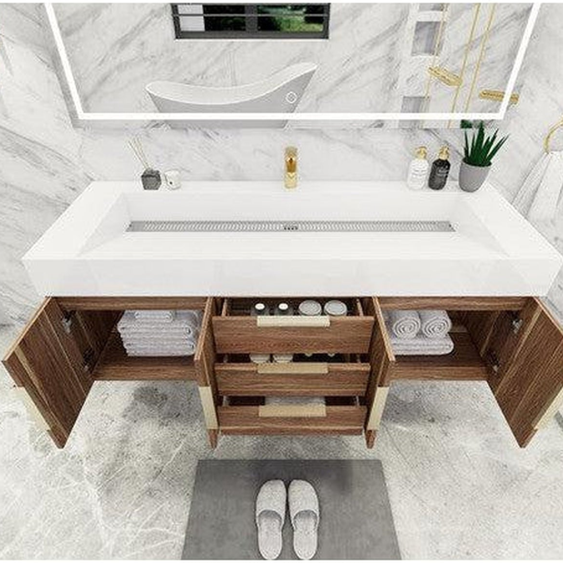 Elara 60" White Oak Wall-Mounted Vanity With Single Reinforced White Acrylic Sink