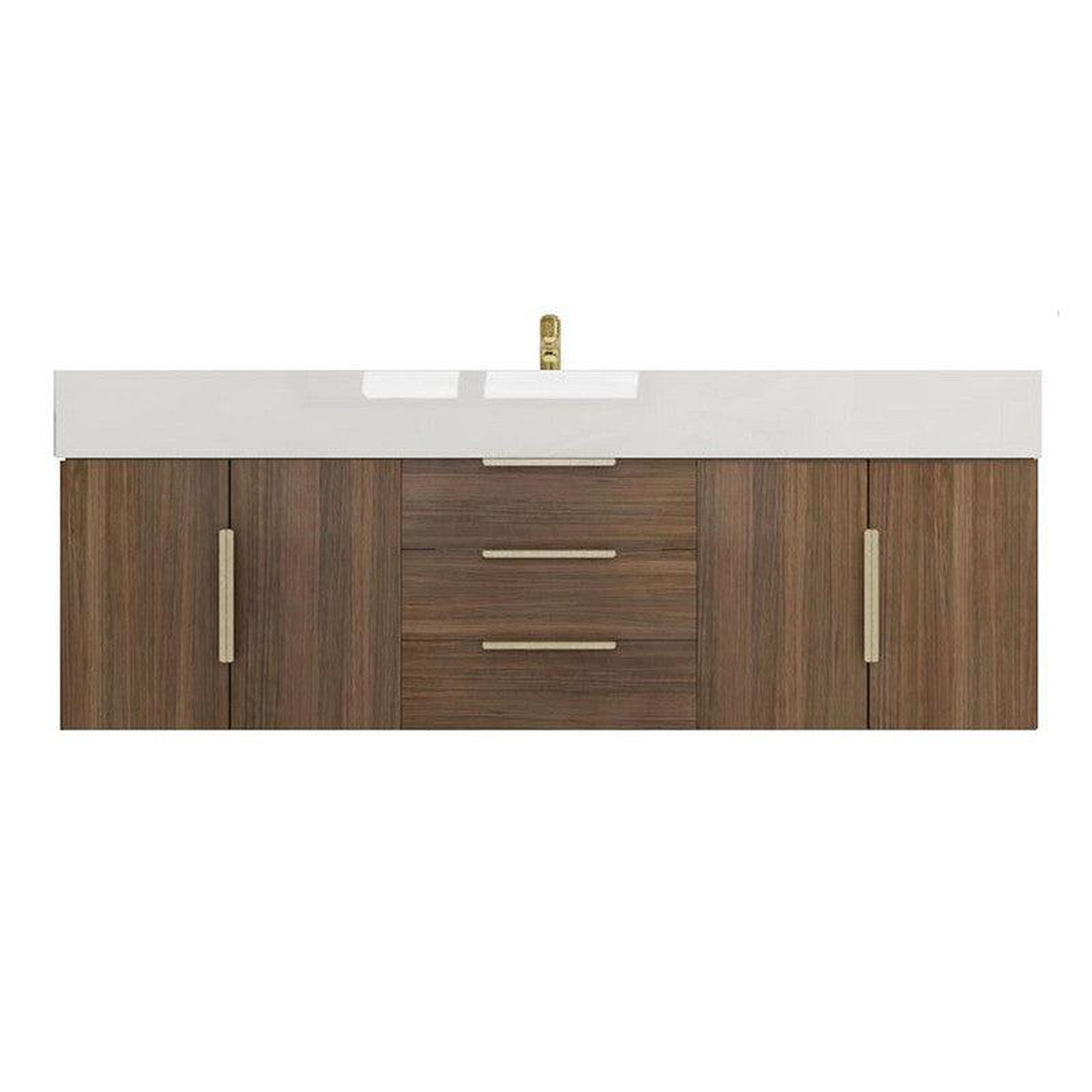 Elara 60" Rosewood Wall-Mounted Vanity With Single Reinforced White Acrylic Sink