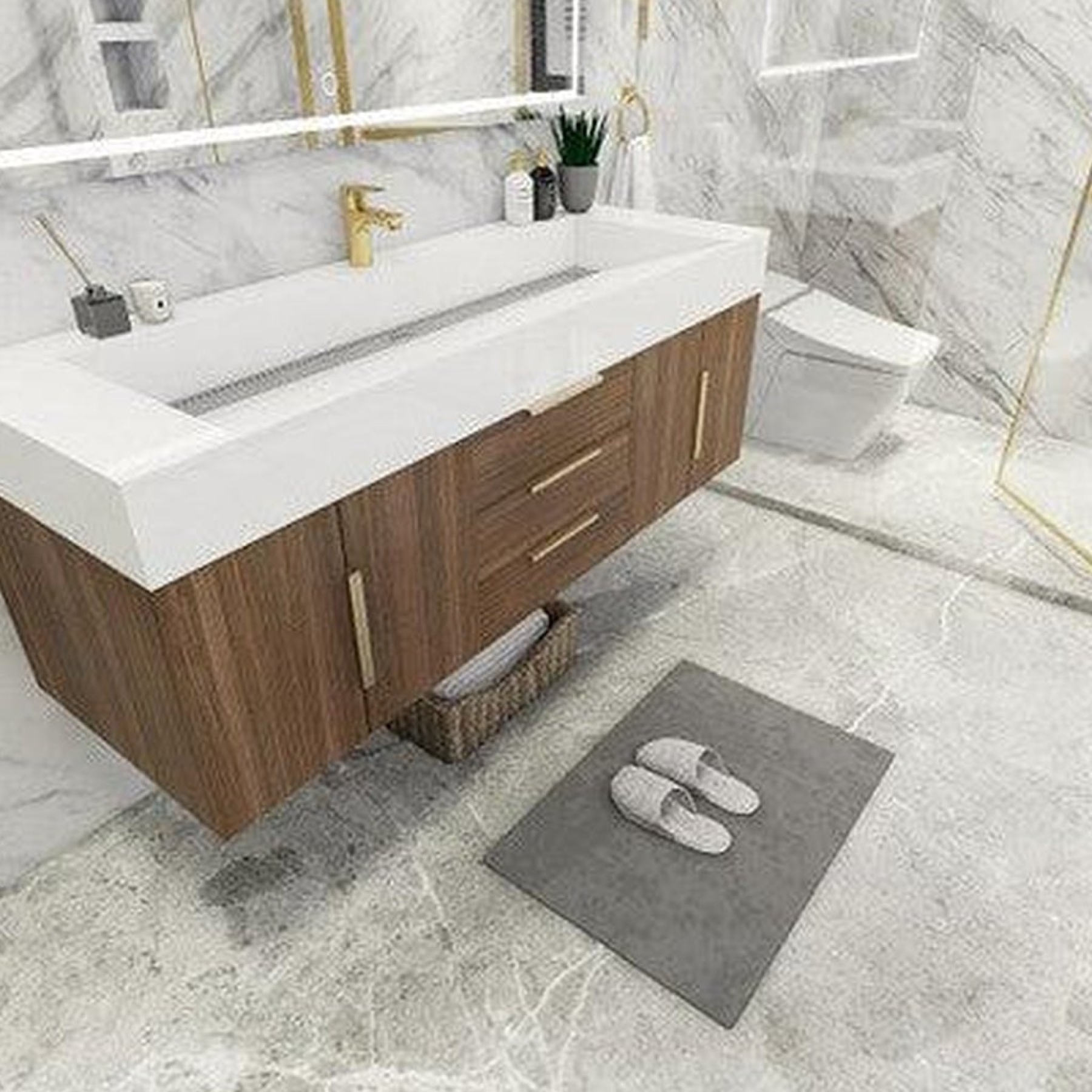 Elara 60" Rosewood Wall-Mounted Vanity With Single Reinforced White Acrylic Sink