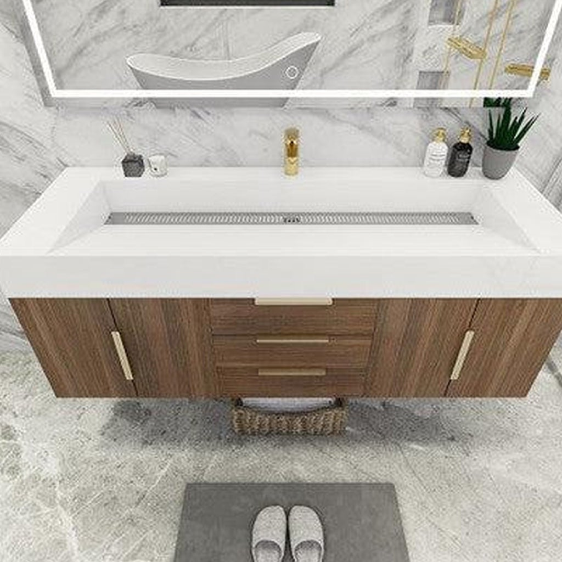 Elara 60" Rosewood Wall-Mounted Vanity With Single Reinforced White Acrylic Sink