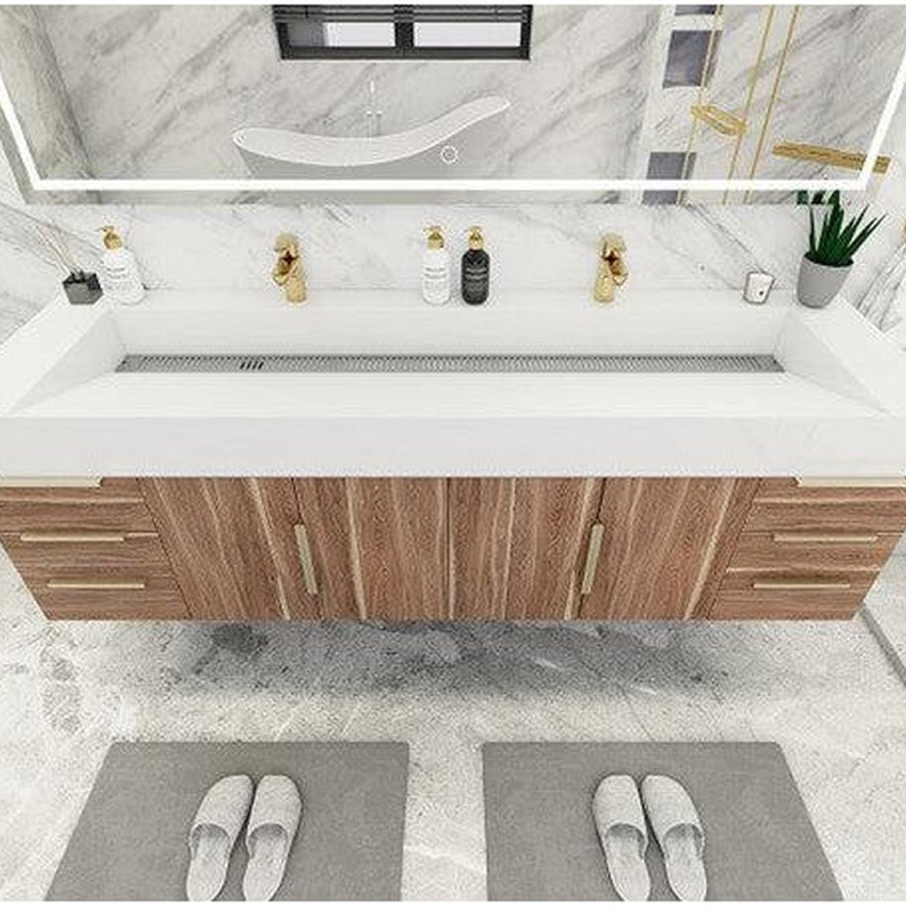 Elara 72" White Oak Wall-Mounted Vanity With Double Reinforced White Acrylic Sinks
