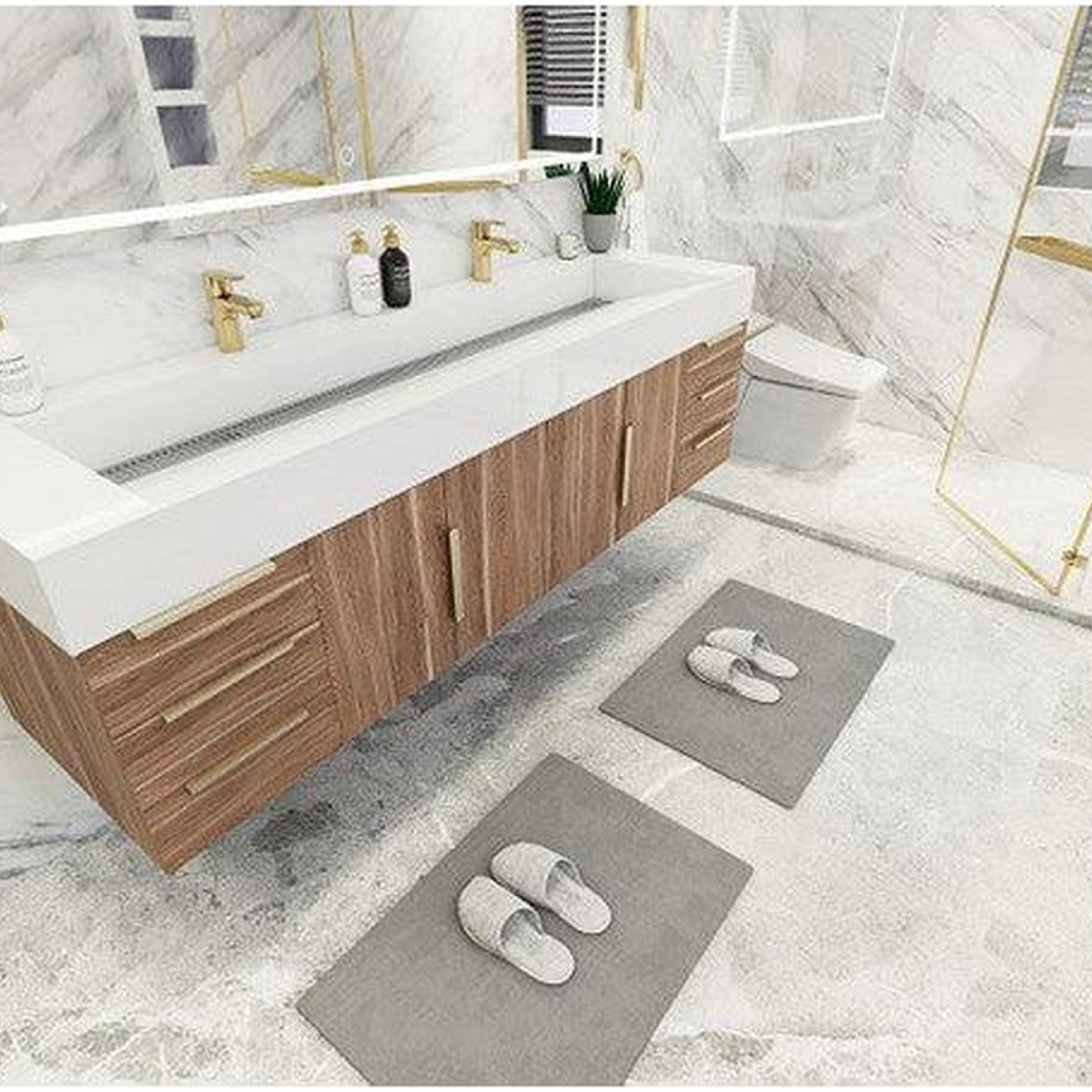 Elara 72" White Oak Wall-Mounted Vanity With Double Reinforced White Acrylic Sinks