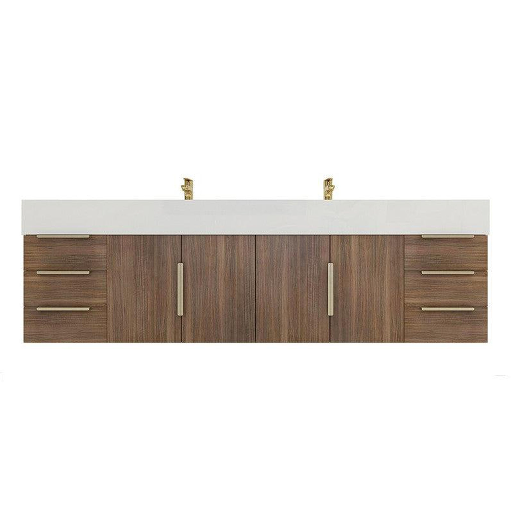 Elara 72" Rosewood Wall-Mounted Vanity With Double Reinforced White Acrylic Sinks