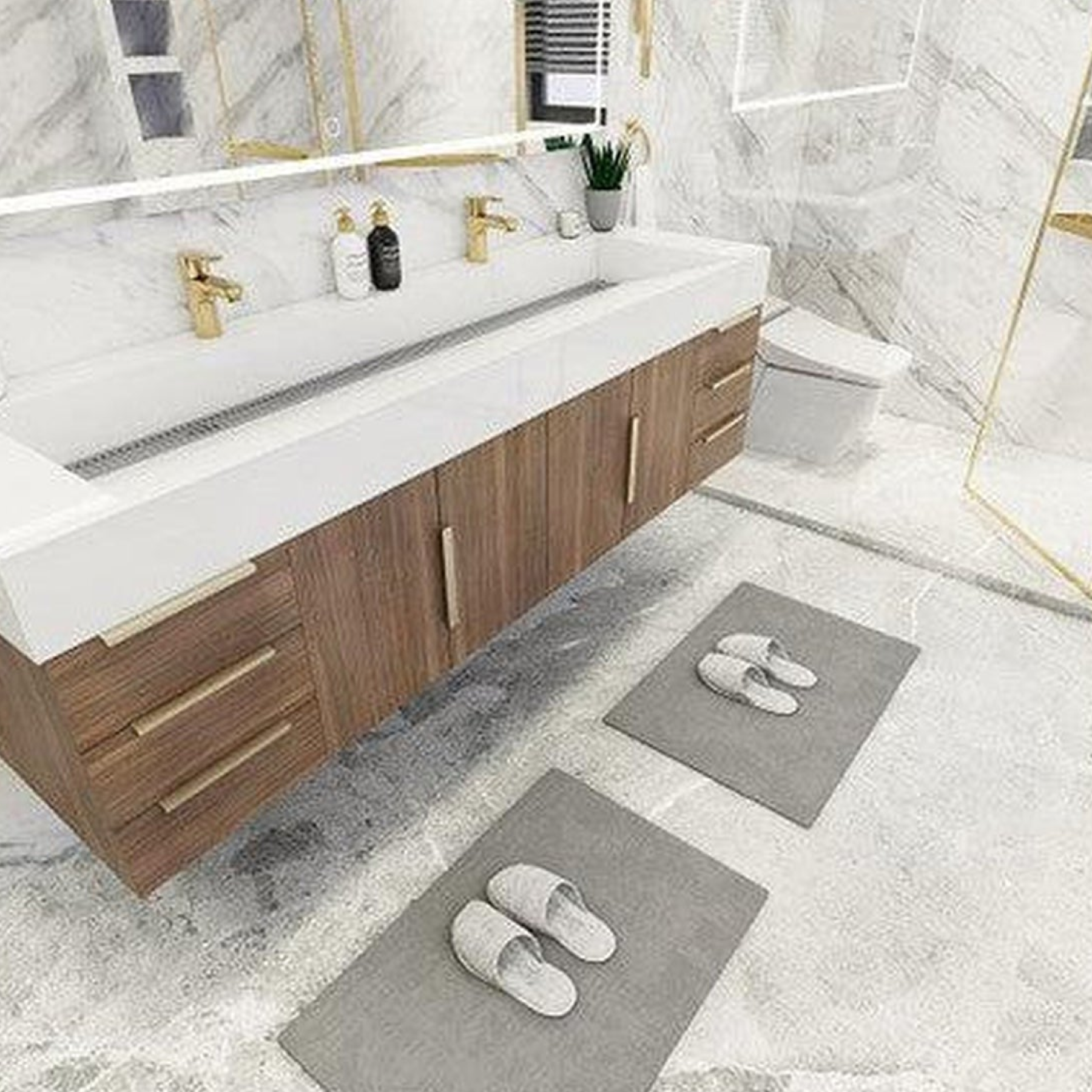 Elara 72" Rosewood Wall-Mounted Vanity With Double Reinforced White Acrylic Sinks