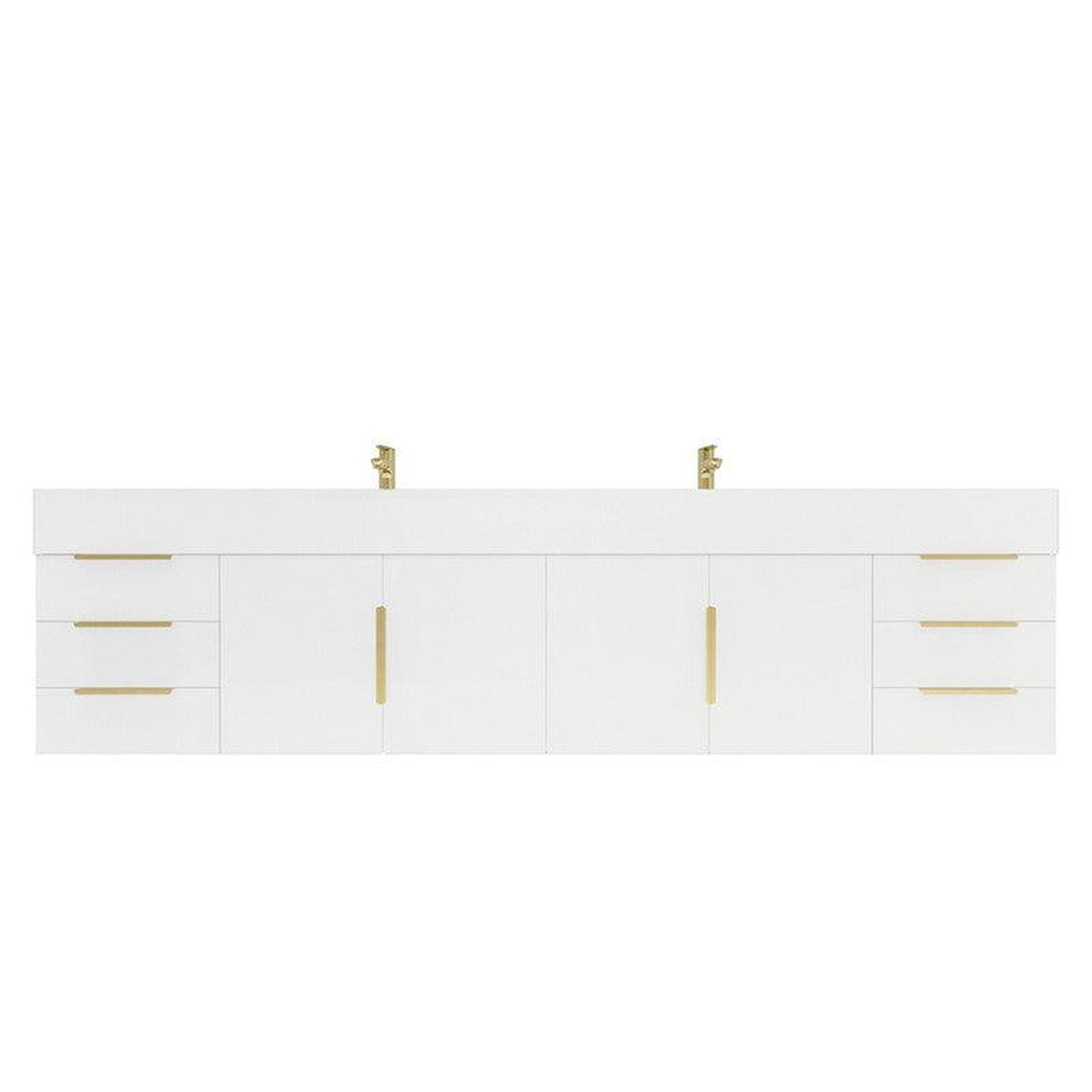 Elara 84" High Gloss White Wall-Mounted Vanity With Double Reinforced White Acrylic Sinks