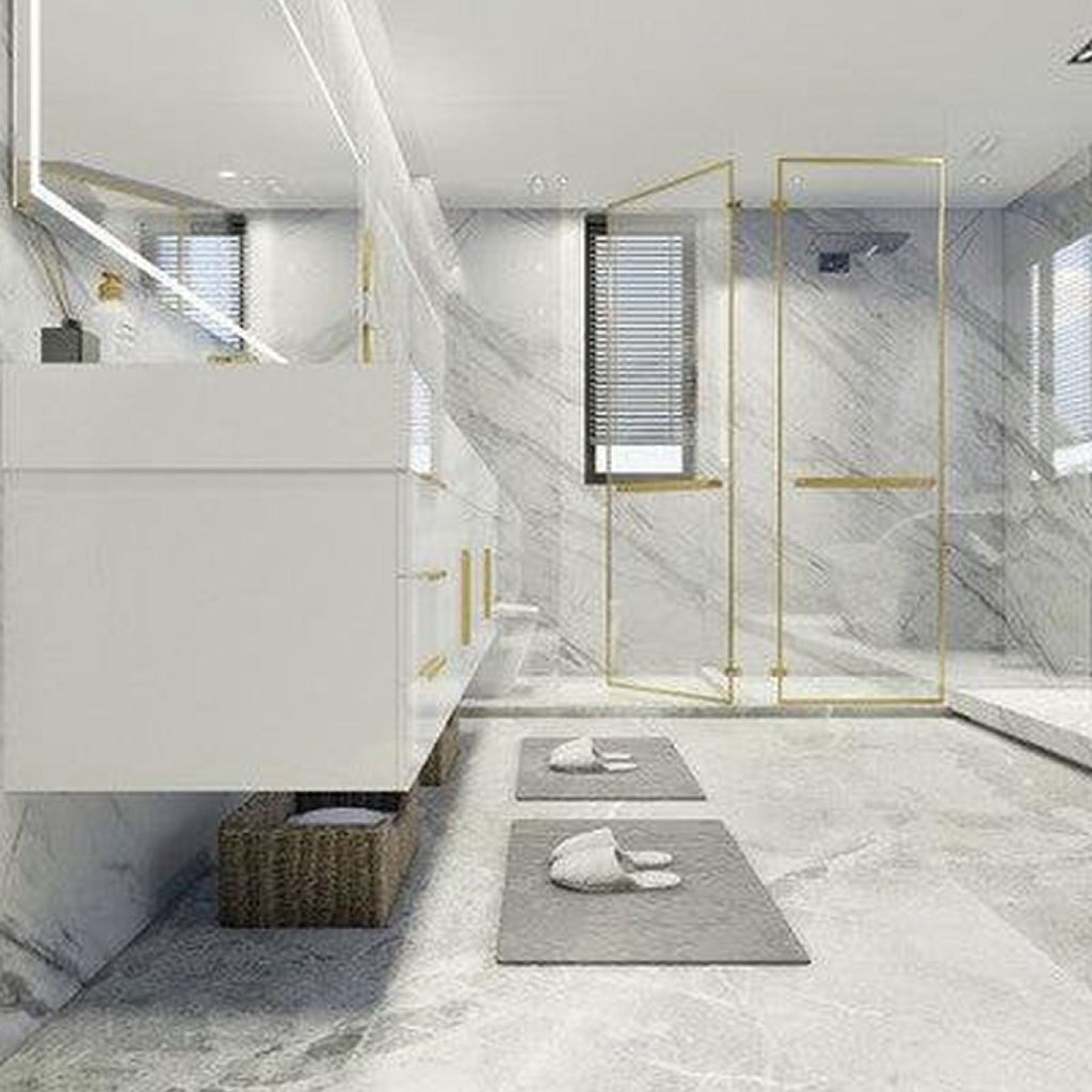 Elara 84" High Gloss White Wall-Mounted Vanity With Double Reinforced White Acrylic Sinks