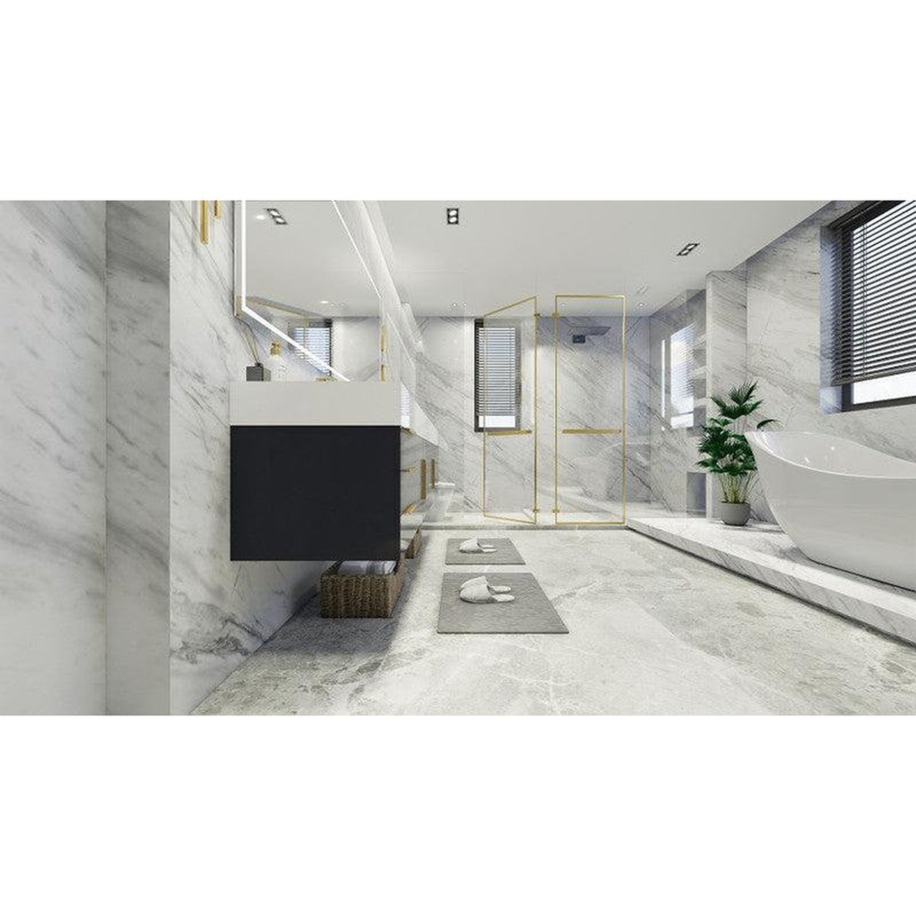 Elara 84" High Gloss Gray Wall-Mounted Vanity With Double Reinforced White Acrylic Sinks