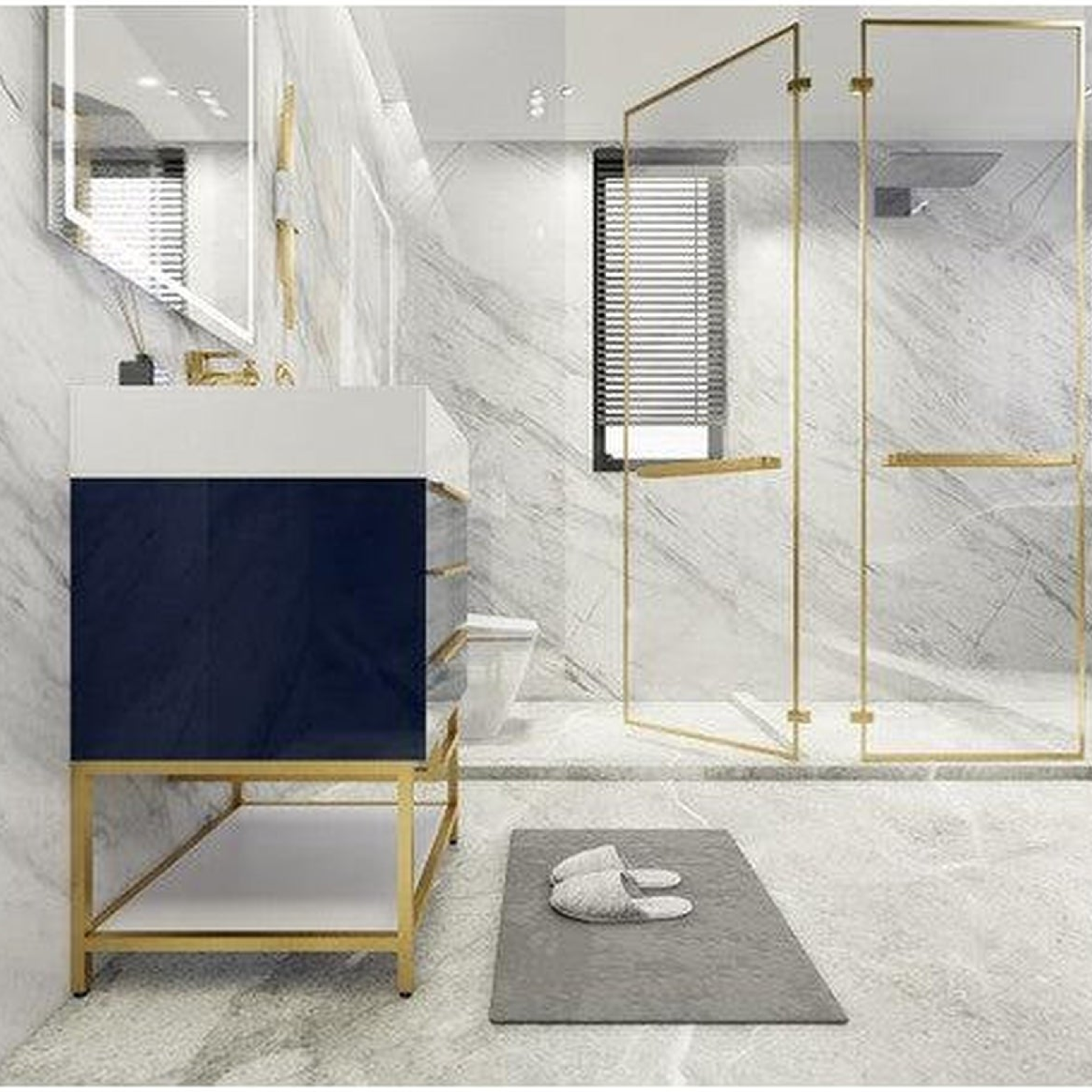 Elara 24" High Gloss Night Blue Freestanding Vanity With Single Reinforced White Acrylic Sink