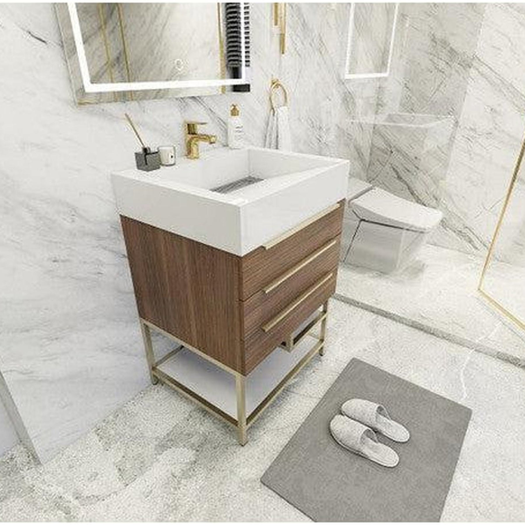 Elara 24" Rosewood Freestanding Vanity With Single Reinforced White Acrylic Sink