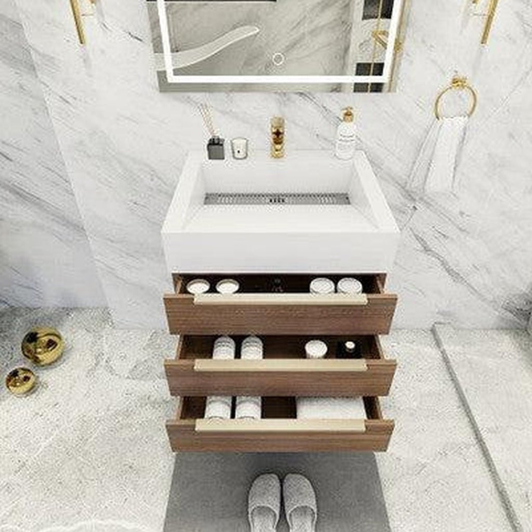 Elara 24" Rosewood Freestanding Vanity With Single Reinforced White Acrylic Sink