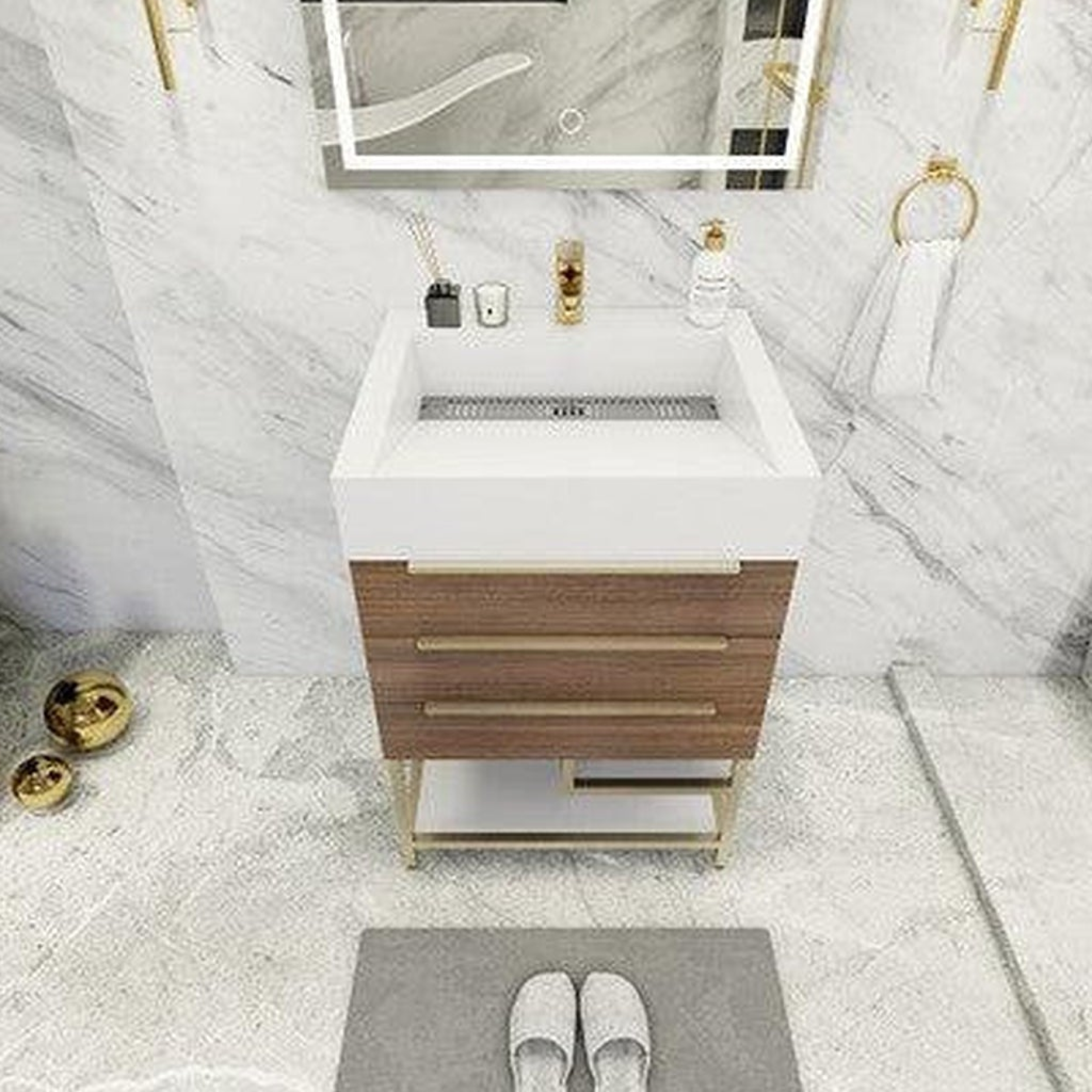 Elara 24" Rosewood Freestanding Vanity With Single Reinforced White Acrylic Sink