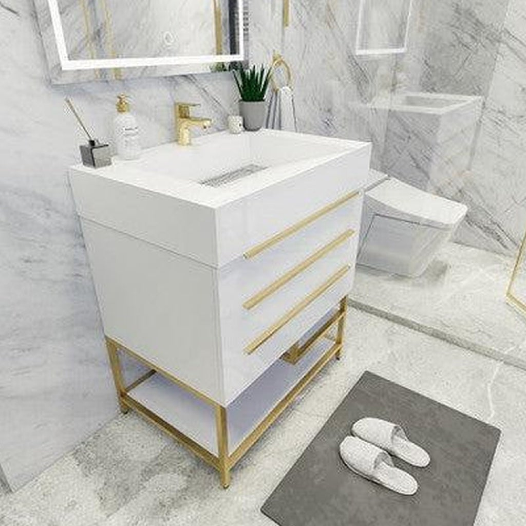 Elara 30" High Gloss White Freestanding Vanity With Single Reinforced White Acrylic Sink