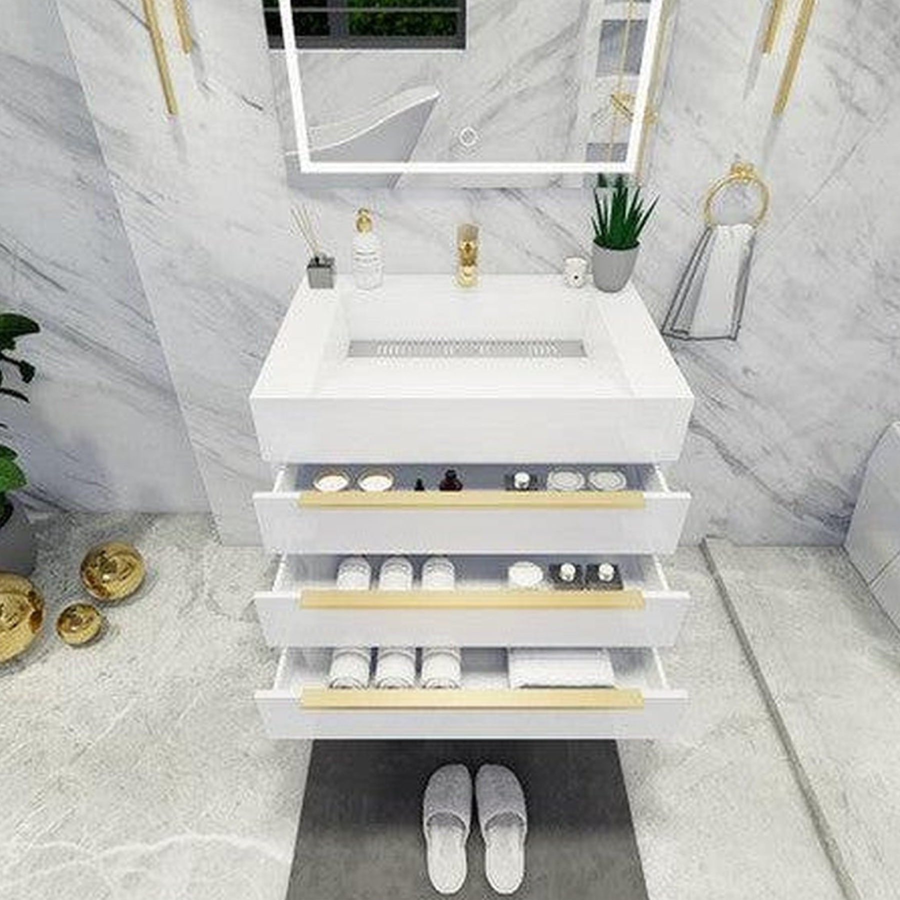 Elara 30" High Gloss White Freestanding Vanity With Single Reinforced White Acrylic Sink