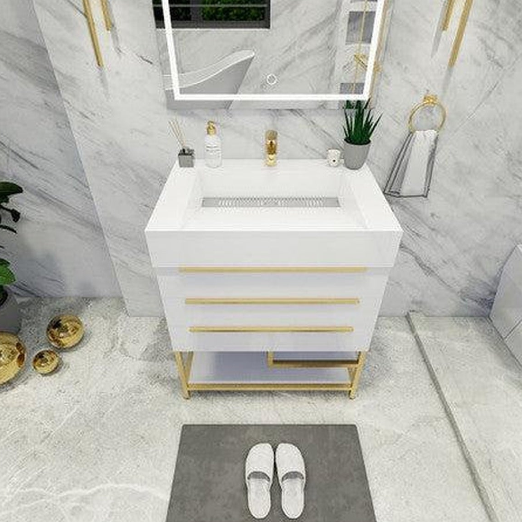 Elara 30" High Gloss White Freestanding Vanity With Single Reinforced White Acrylic Sink