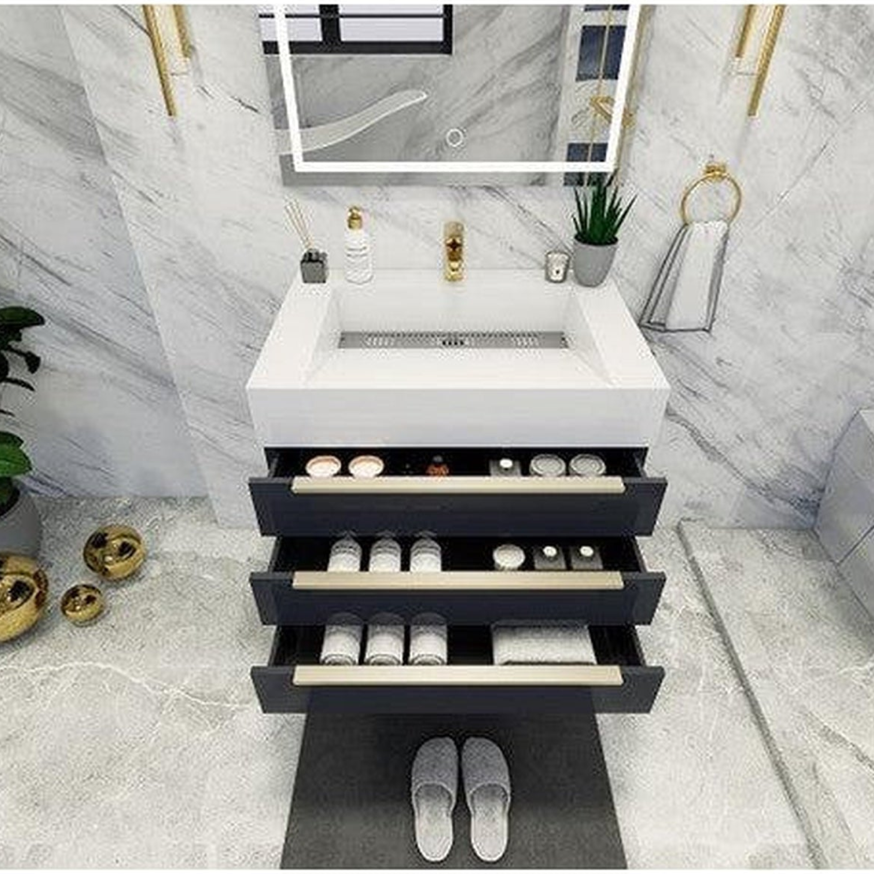 Elara 30" High Gloss Gray Freestanding Vanity With Single Reinforced White Acrylic Sink