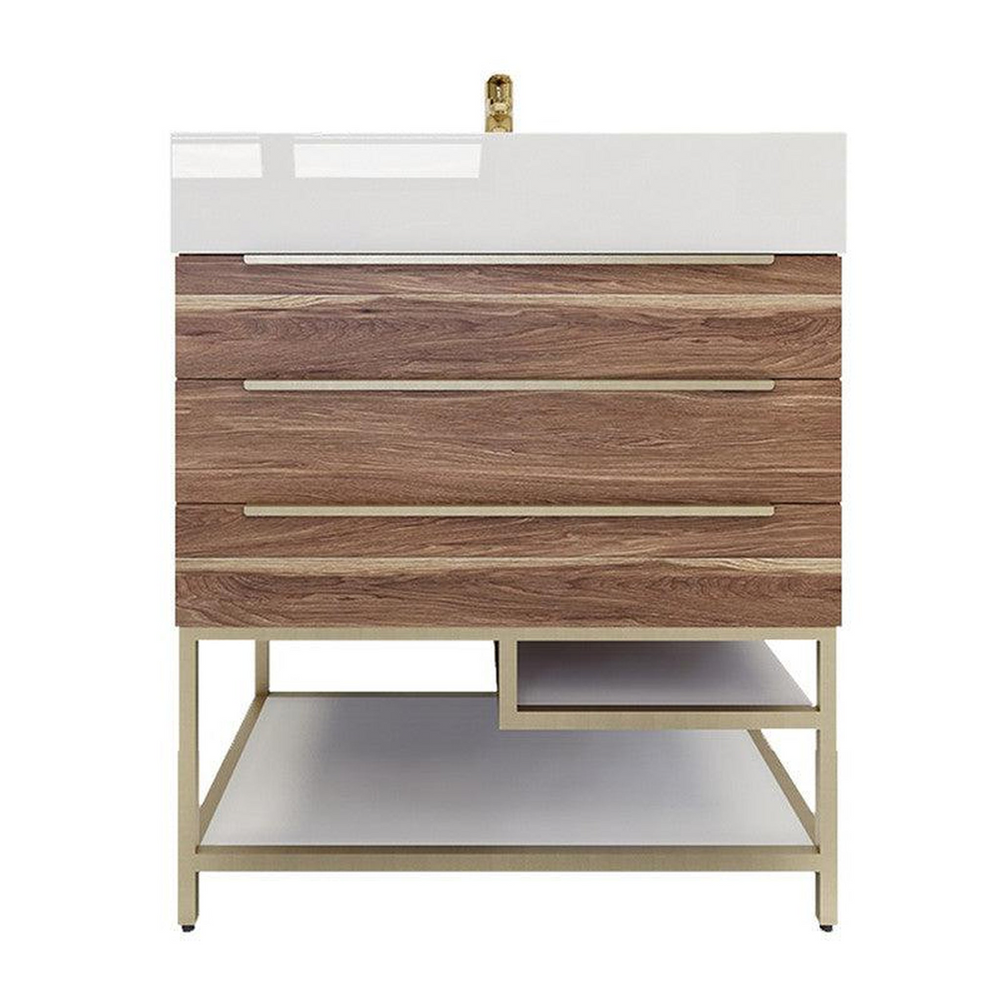 Elara 30" White Oak Freestanding Vanity With Single Reinforced White Acrylic Sink