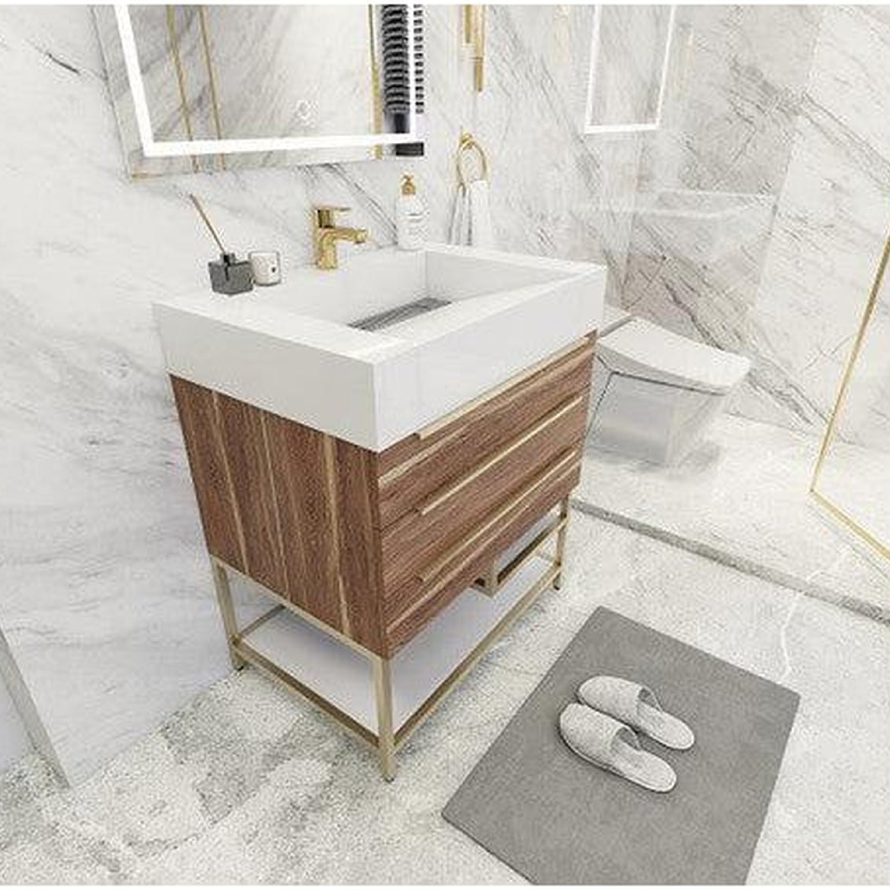 Elara 30" White Oak Freestanding Vanity With Single Reinforced White Acrylic Sink