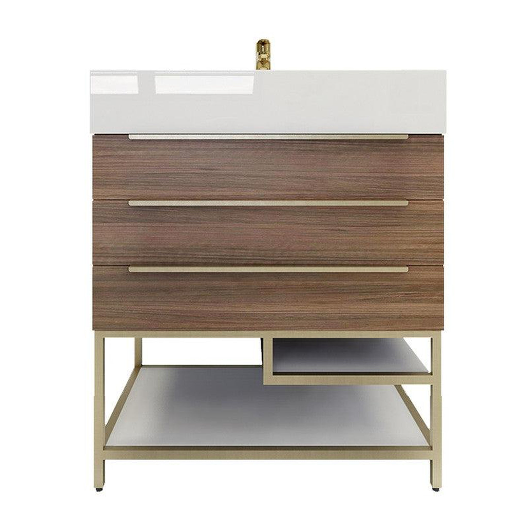 Elara 30" Rosewood Freestanding Vanity With Single Reinforced White Acrylic Sink