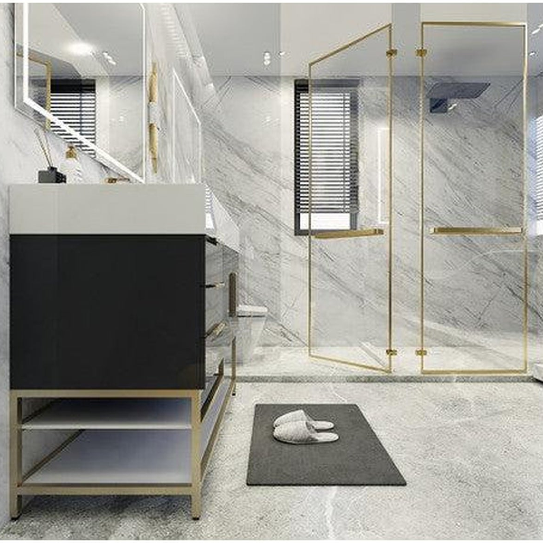 Elara 42" High Gloss Gray Freestanding Vanity With Left Side Drawers and Single Reinforced White Acrylic Sink