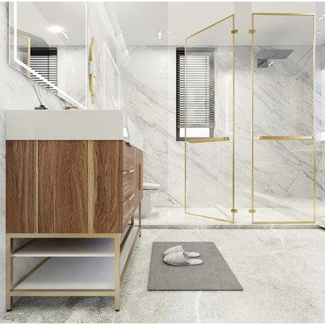 Elara 42" White Oak Freestanding Vanity With Left Side Drawers and Single Reinforced White Acrylic Sink