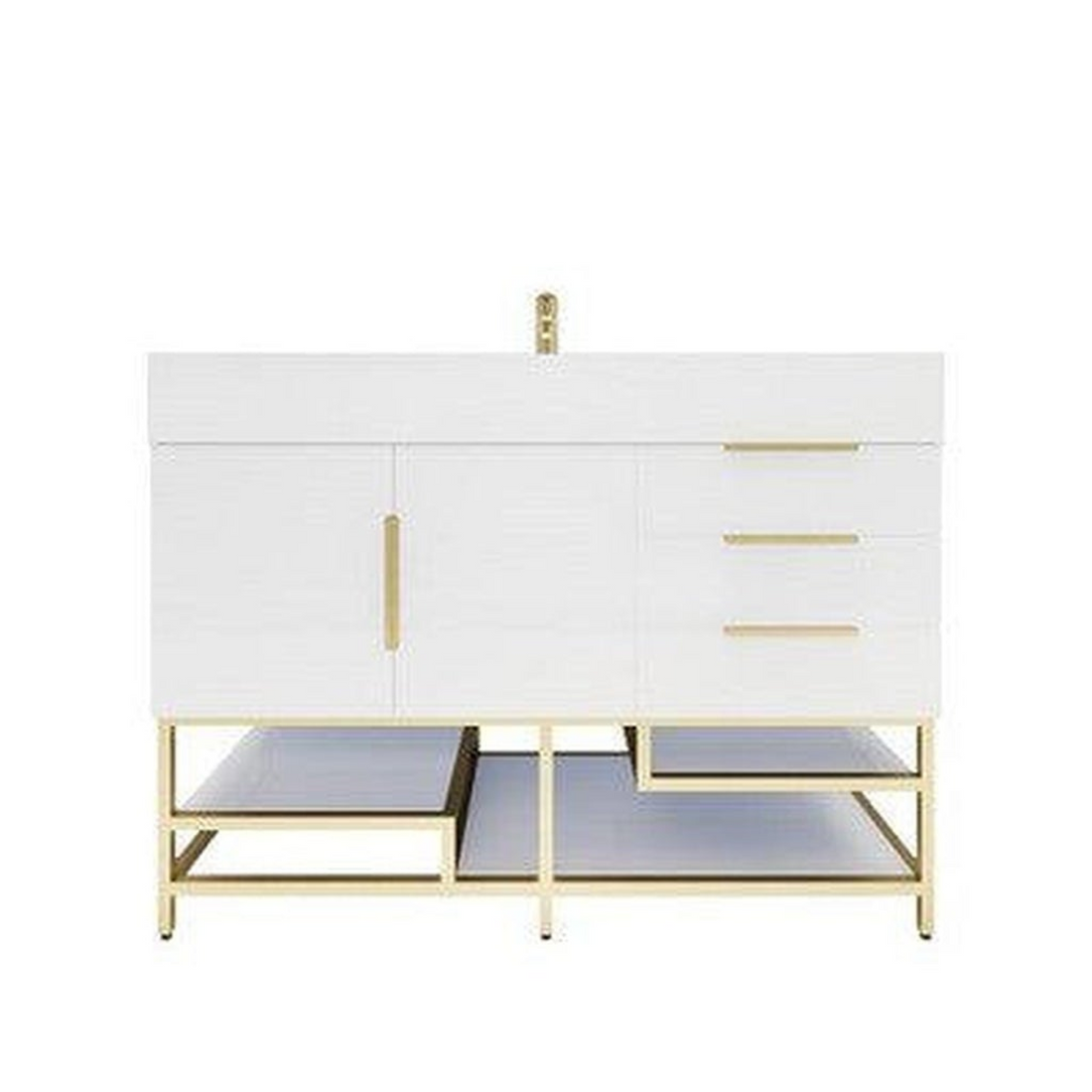 Elara 48" High Gloss White Freestanding Vanity With Single Reinforced White Acrylic Sink