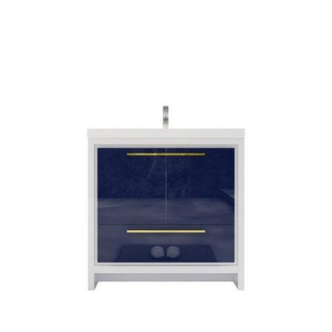 Amara 36" High Gloss Night Blue Freestanding Vanity With Single Reinforced White Acrylic Sink