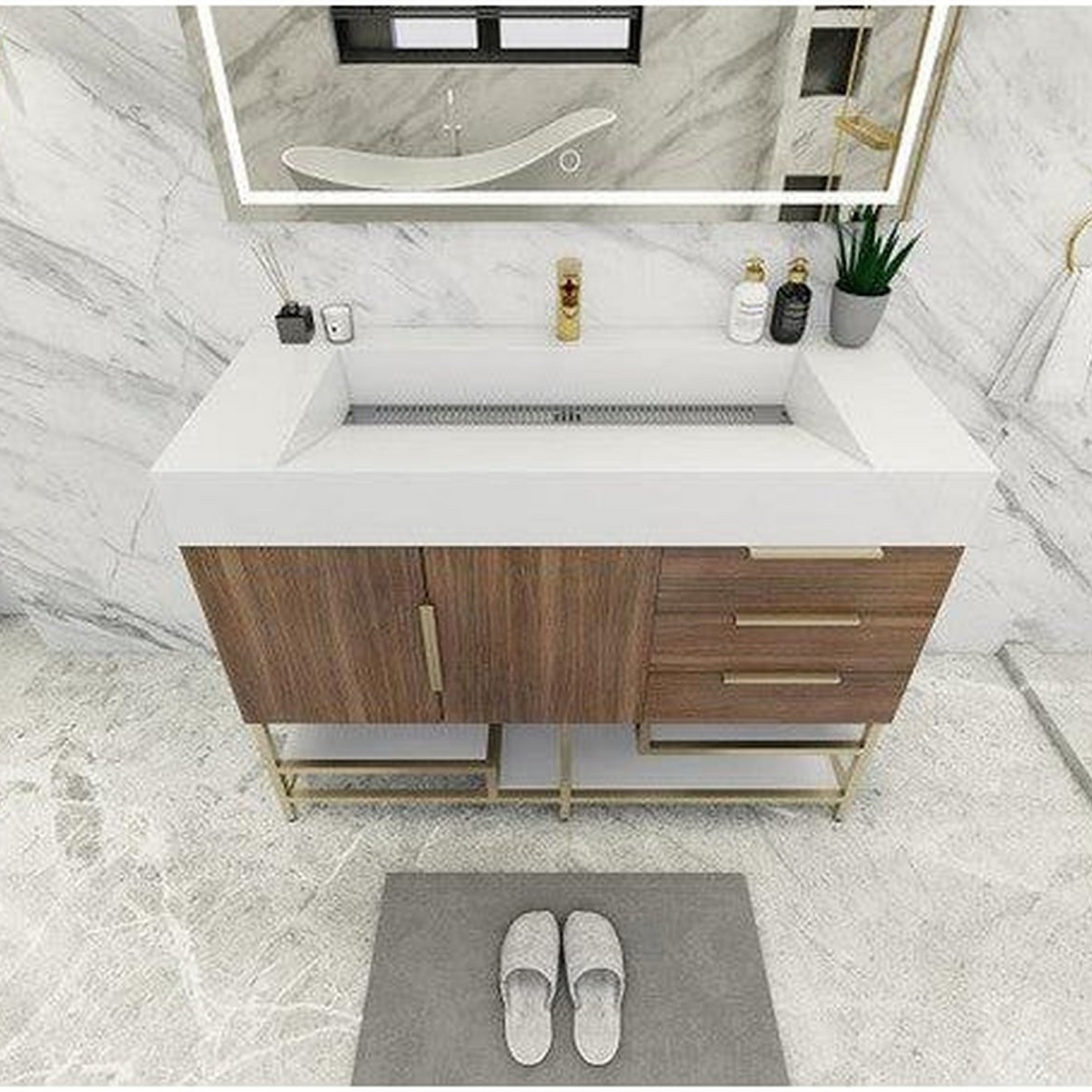 Elara 48" Rosewood Freestanding Vanity With Single Reinforced White Acrylic Sink