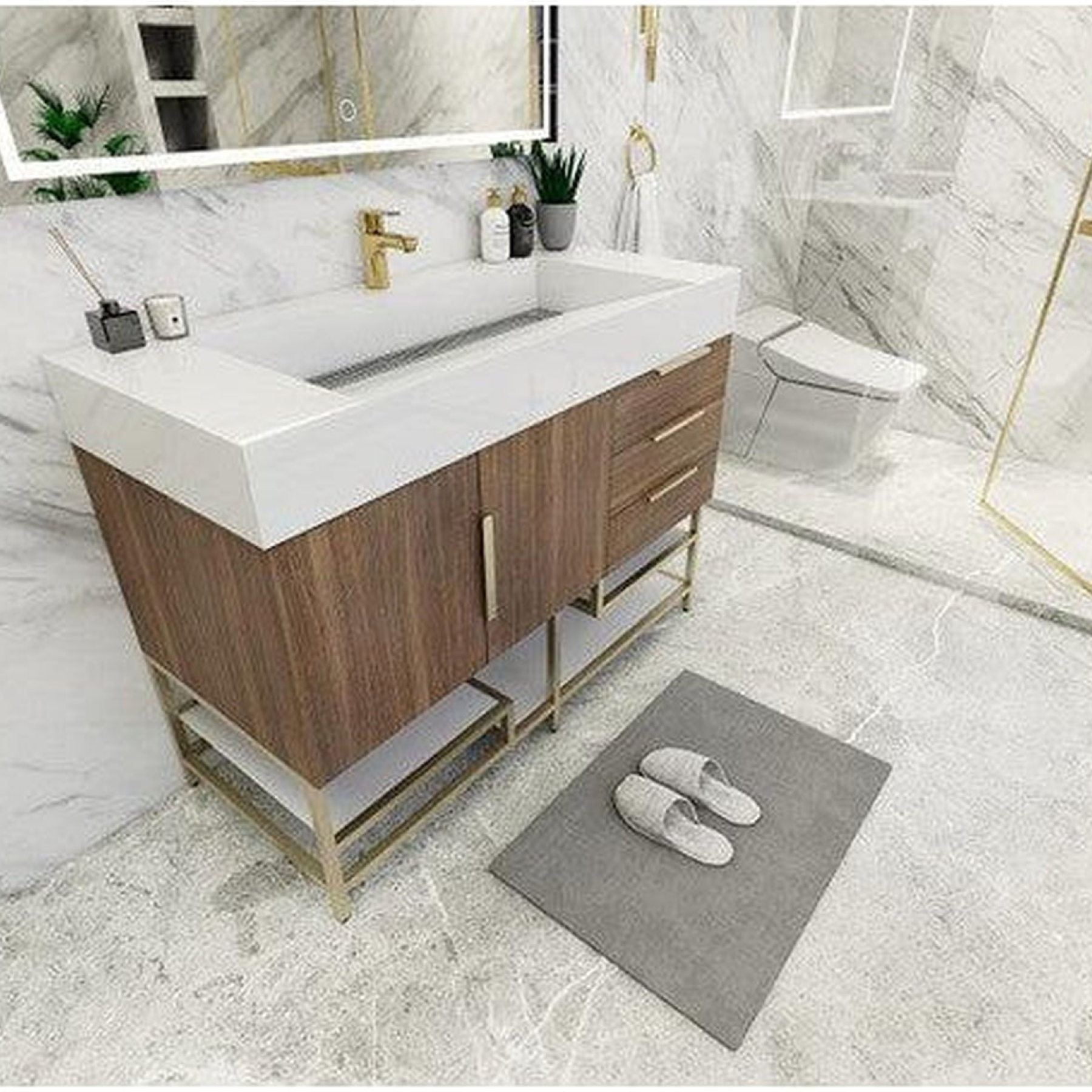 Elara 48" Rosewood Freestanding Vanity With Single Reinforced White Acrylic Sink