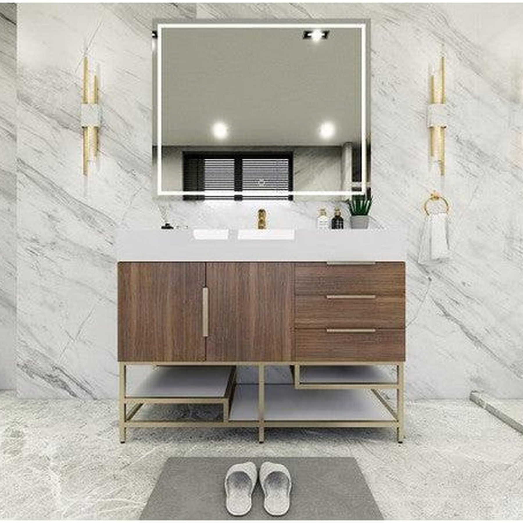 Elara 48" Rosewood Freestanding Vanity With Single Reinforced White Acrylic Sink
