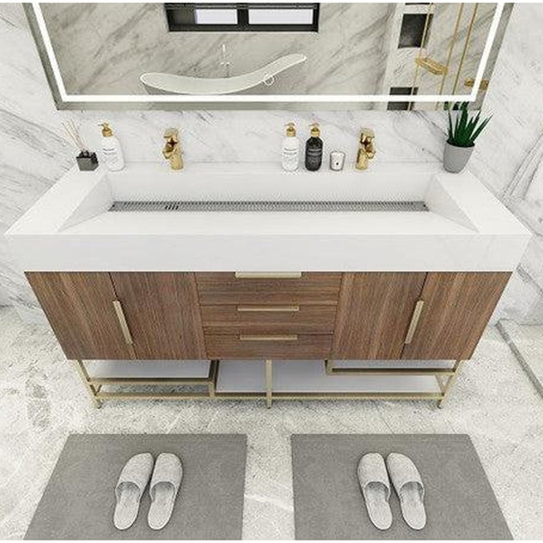 Elara 60" Rosewood Freestanding Vanity With Double Reinforced White Acrylic Sinks