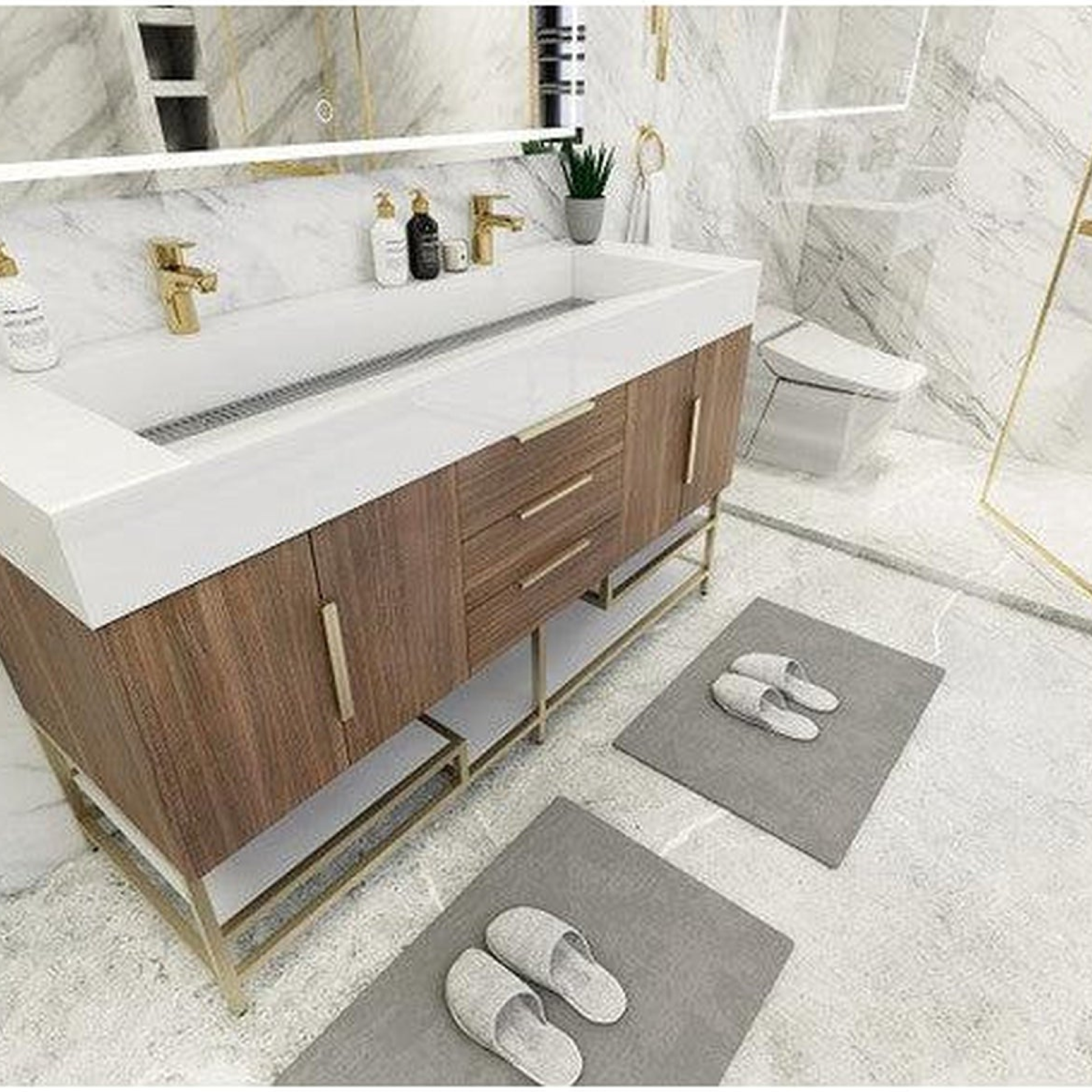 Elara 60" Rosewood Freestanding Vanity With Double Reinforced White Acrylic Sinks