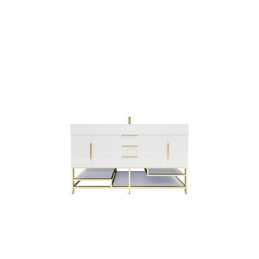 Elara 60" High Gloss White Freestanding Vanity With Single Reinforced White Acrylic Sink