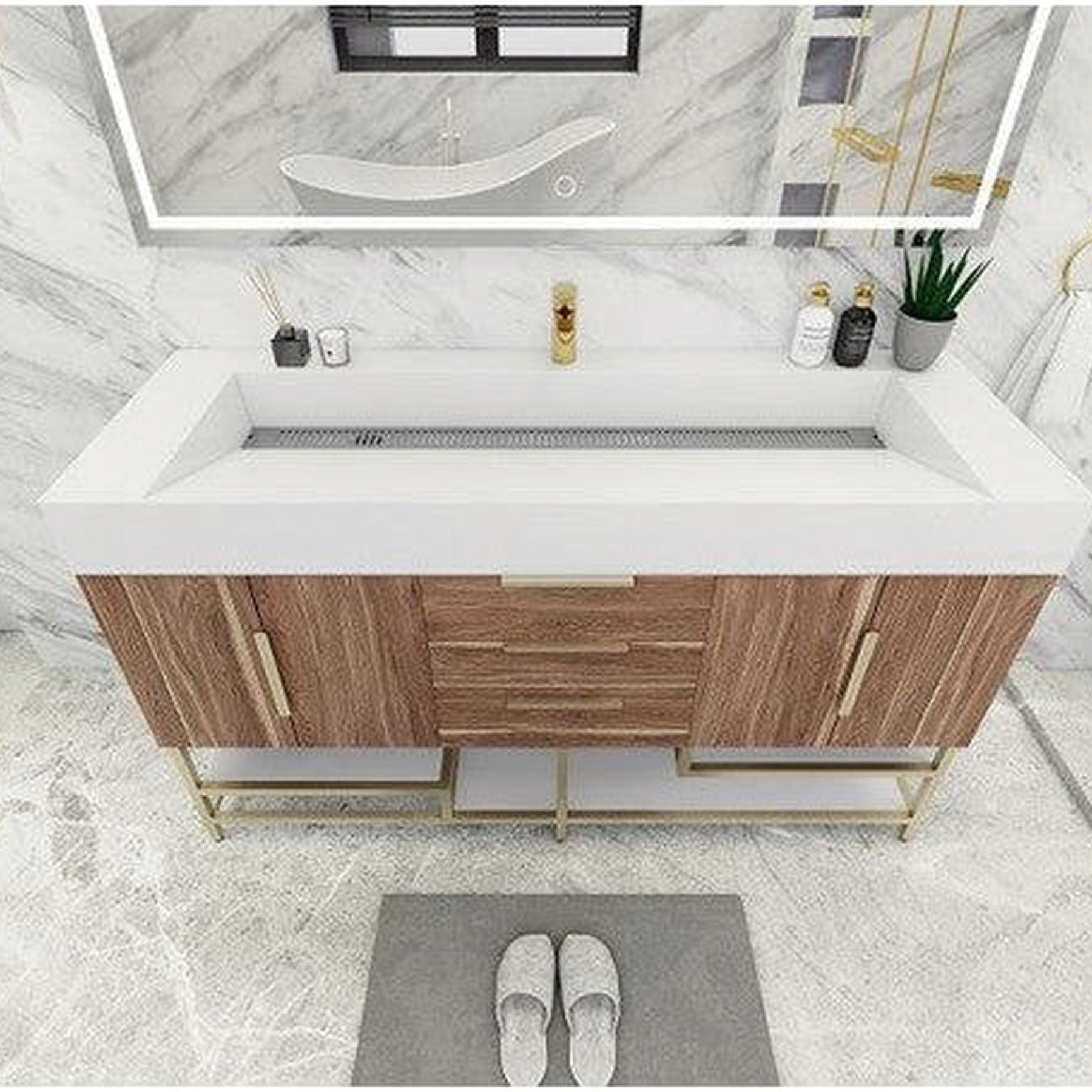 Elara 60" White Oak Freestanding Vanity With Single Reinforced White Acrylic Sink