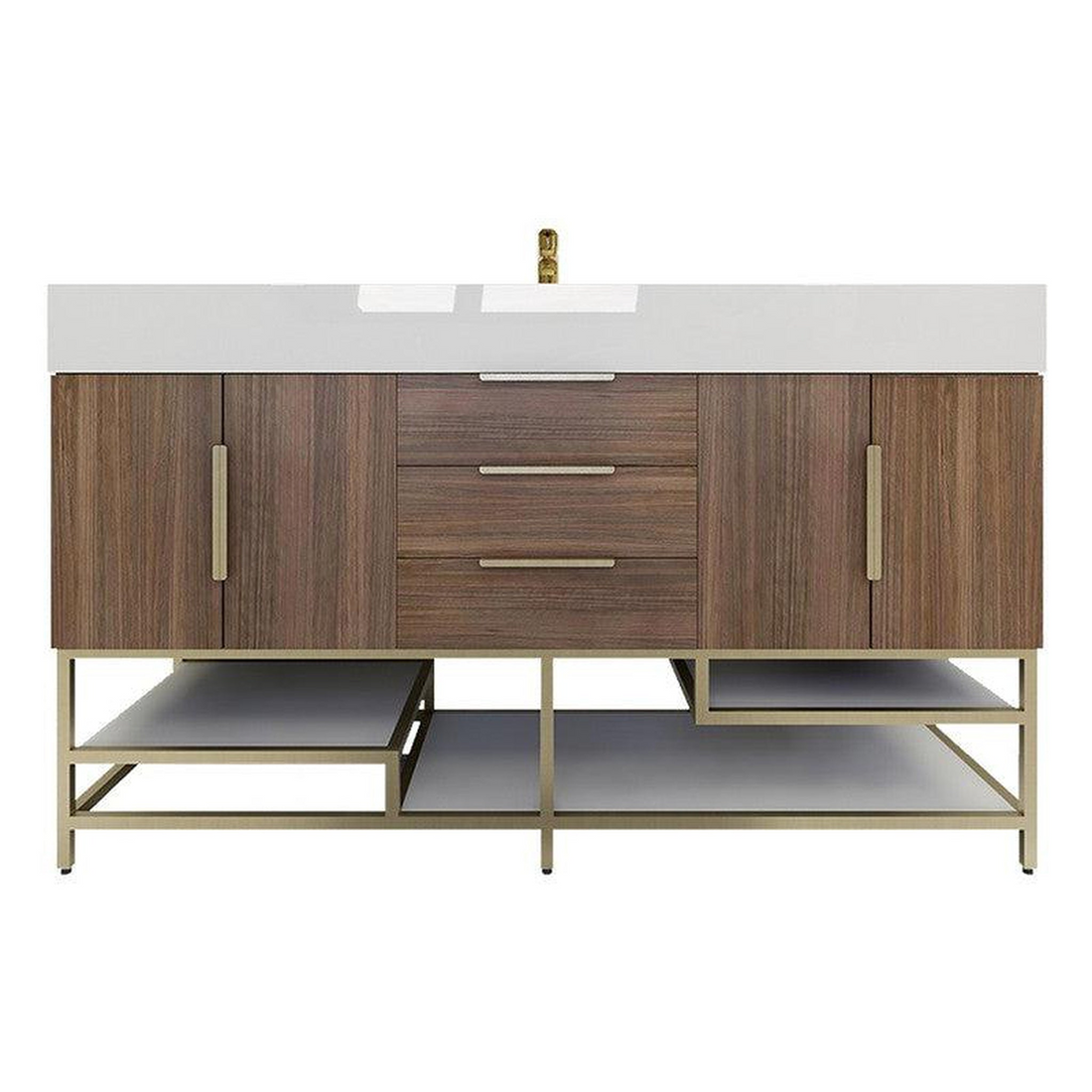 Elara 60" Rosewood Freestanding Vanity With Single Reinforced White Acrylic Sink
