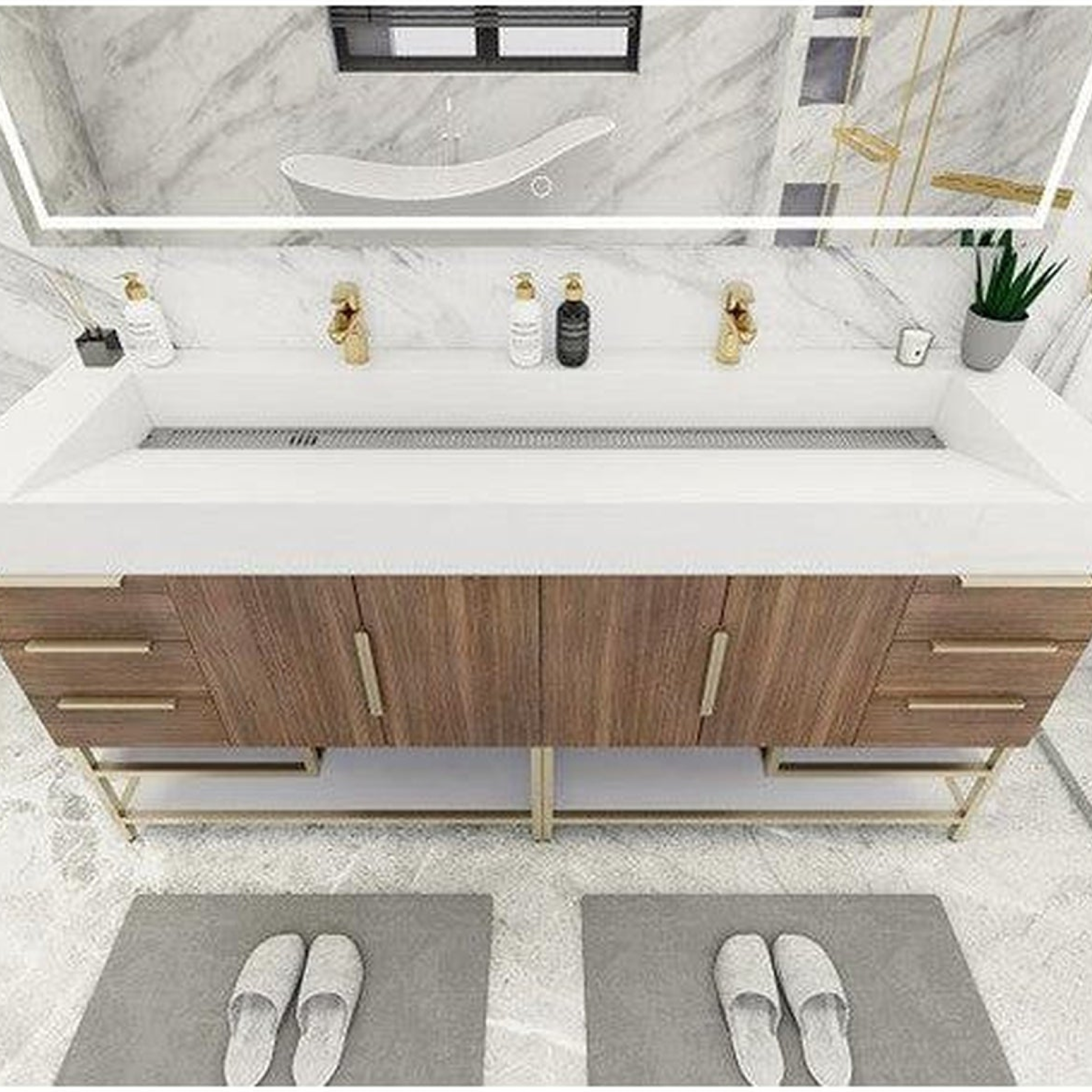 Elara 72" Rosewood Freestanding Vanity With Double Reinforced White Acrylic Sinks