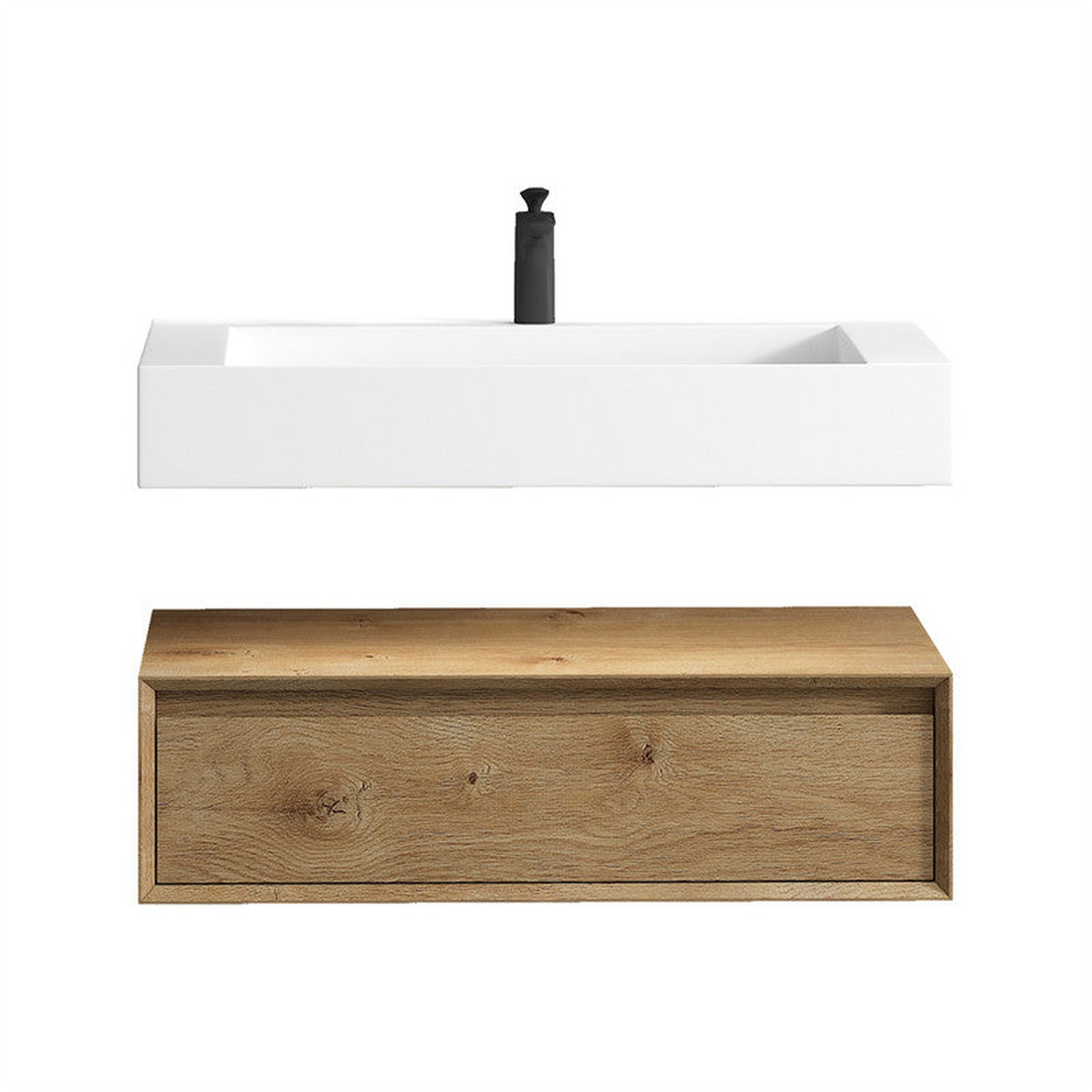 Aria 36" White Oak Floating Vanity With Single Reinforced White Acrylic Sink