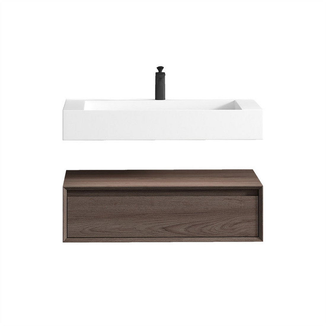 Aria 36" Red Oak Floating Vanity With Single Reinforced White Acrylic Sink