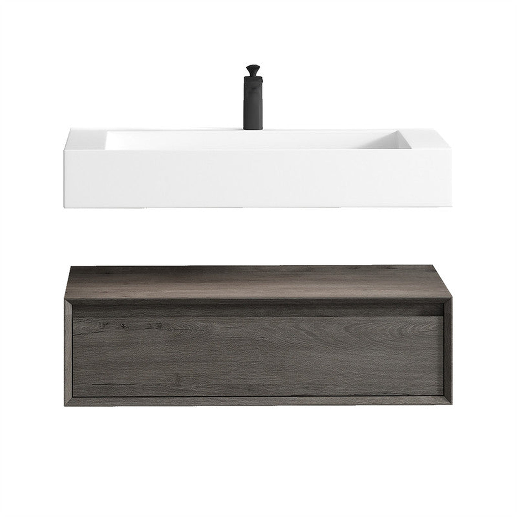 Aria 36" Smoke Oak Floating Vanity With Single Reinforced White Acrylic Sink