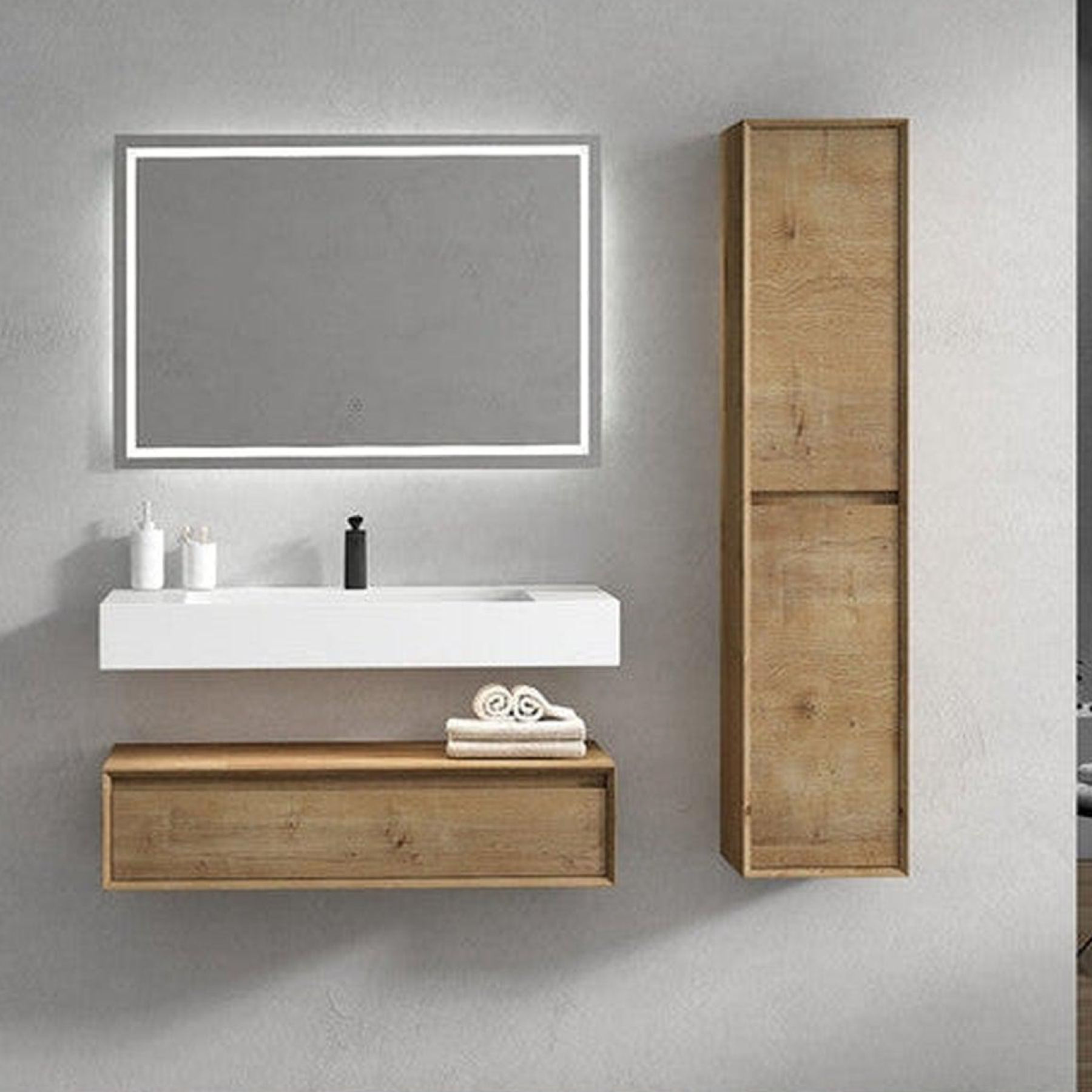 Aria 42" White Oak Floating Vanity With Single Reinforced White Acrylic Sink