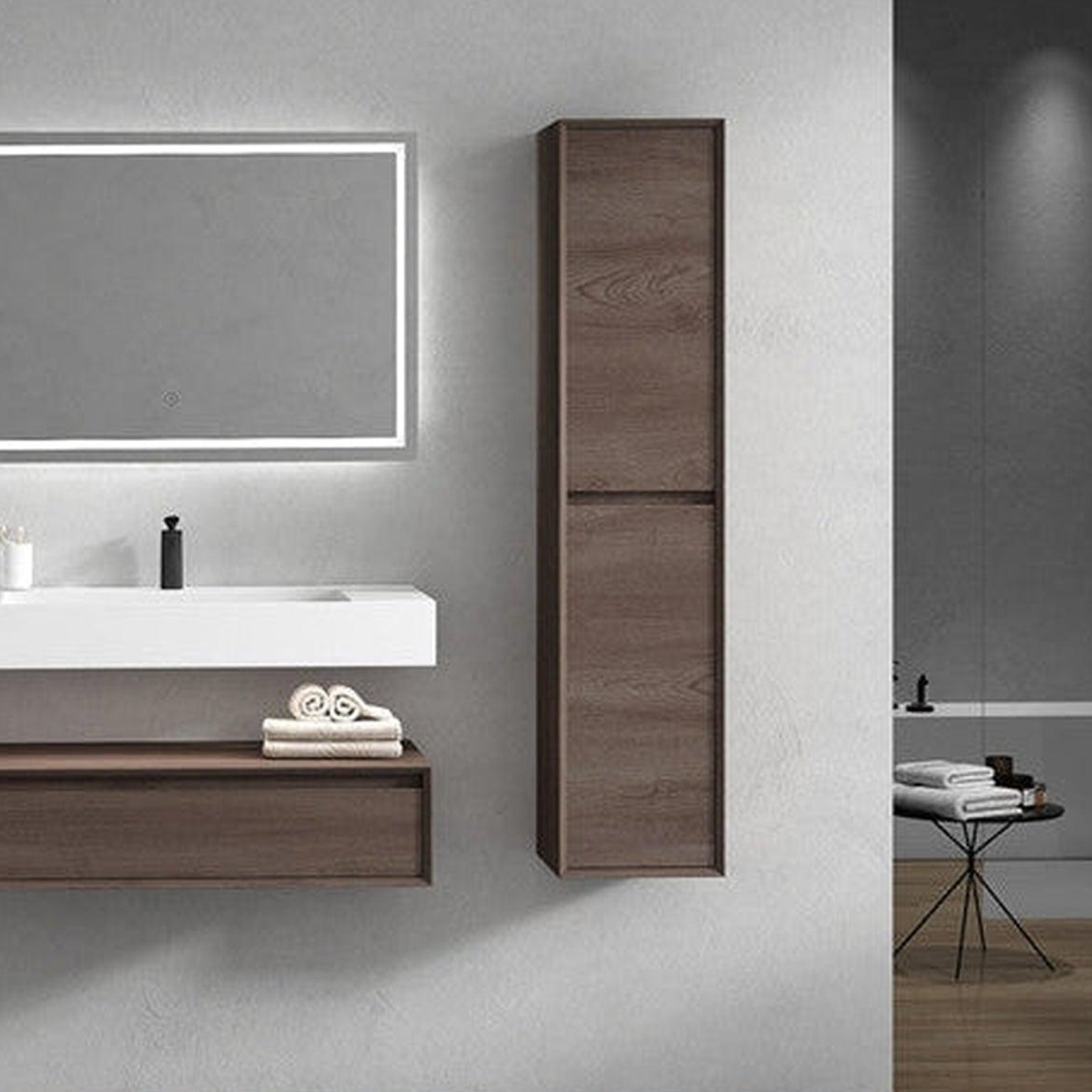 Aria 42" Red Oak Floating Vanity With Single Reinforced White Acrylic Sink