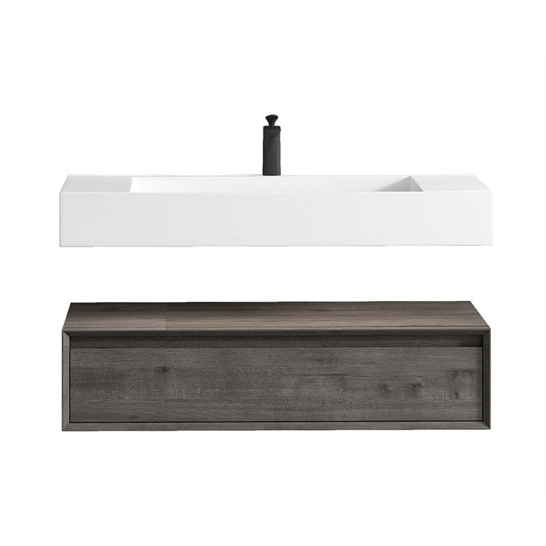 Aria 42" Smoke Oak Floating Vanity With Single Reinforced White Acrylic Sink