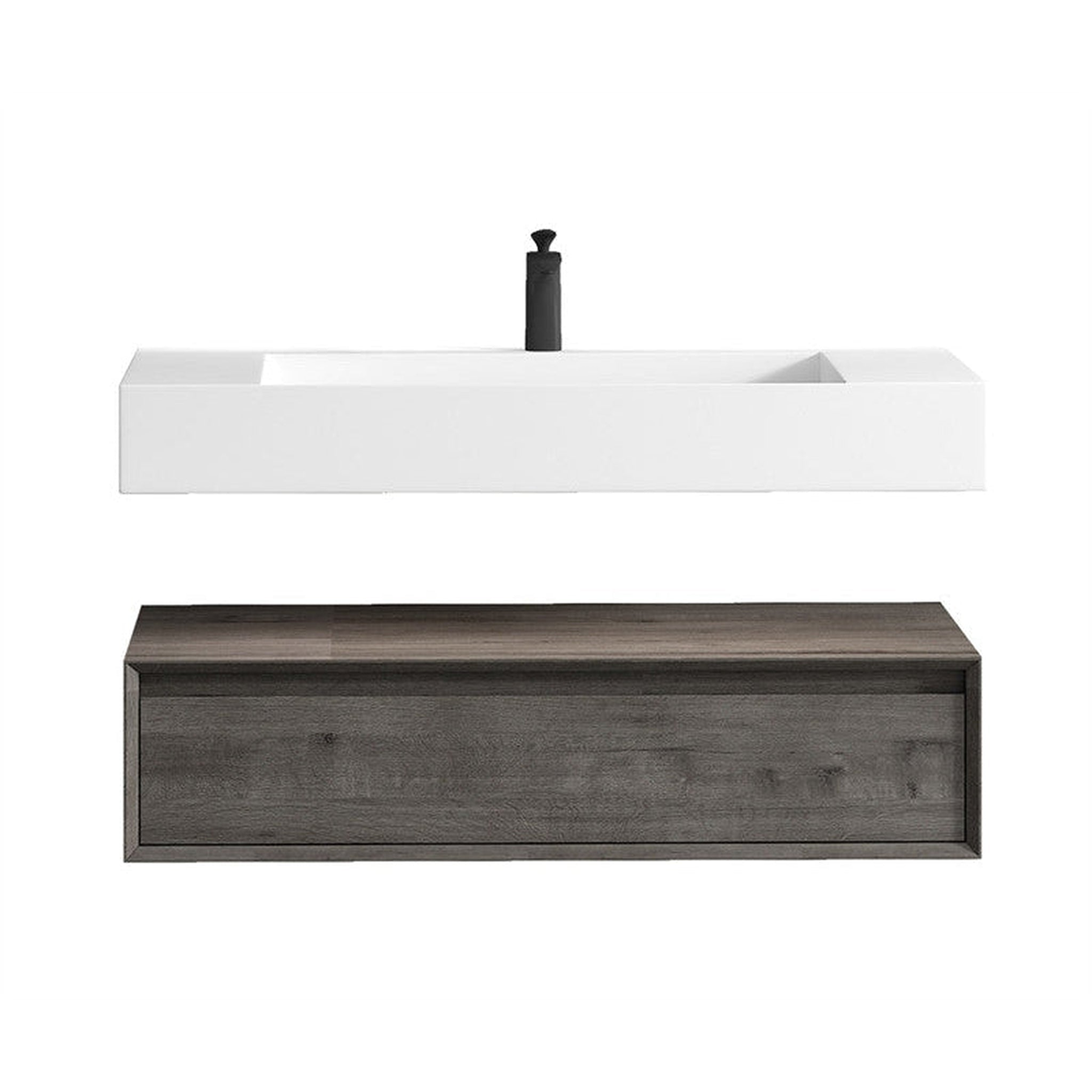 Aria 42" Smoke Oak Floating Vanity With Single Reinforced White Acrylic Sink