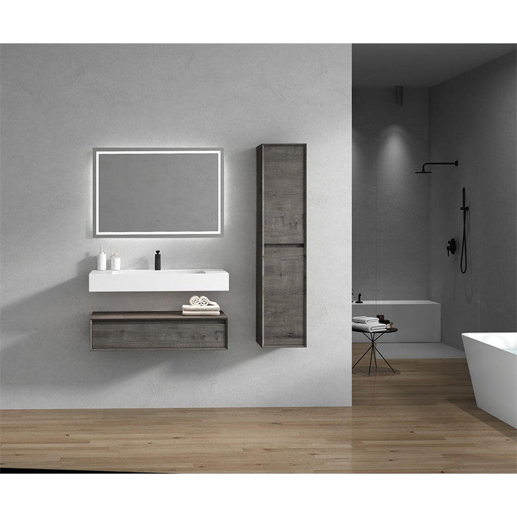 Aria 42" Smoke Oak Floating Vanity With Single Reinforced White Acrylic Sink
